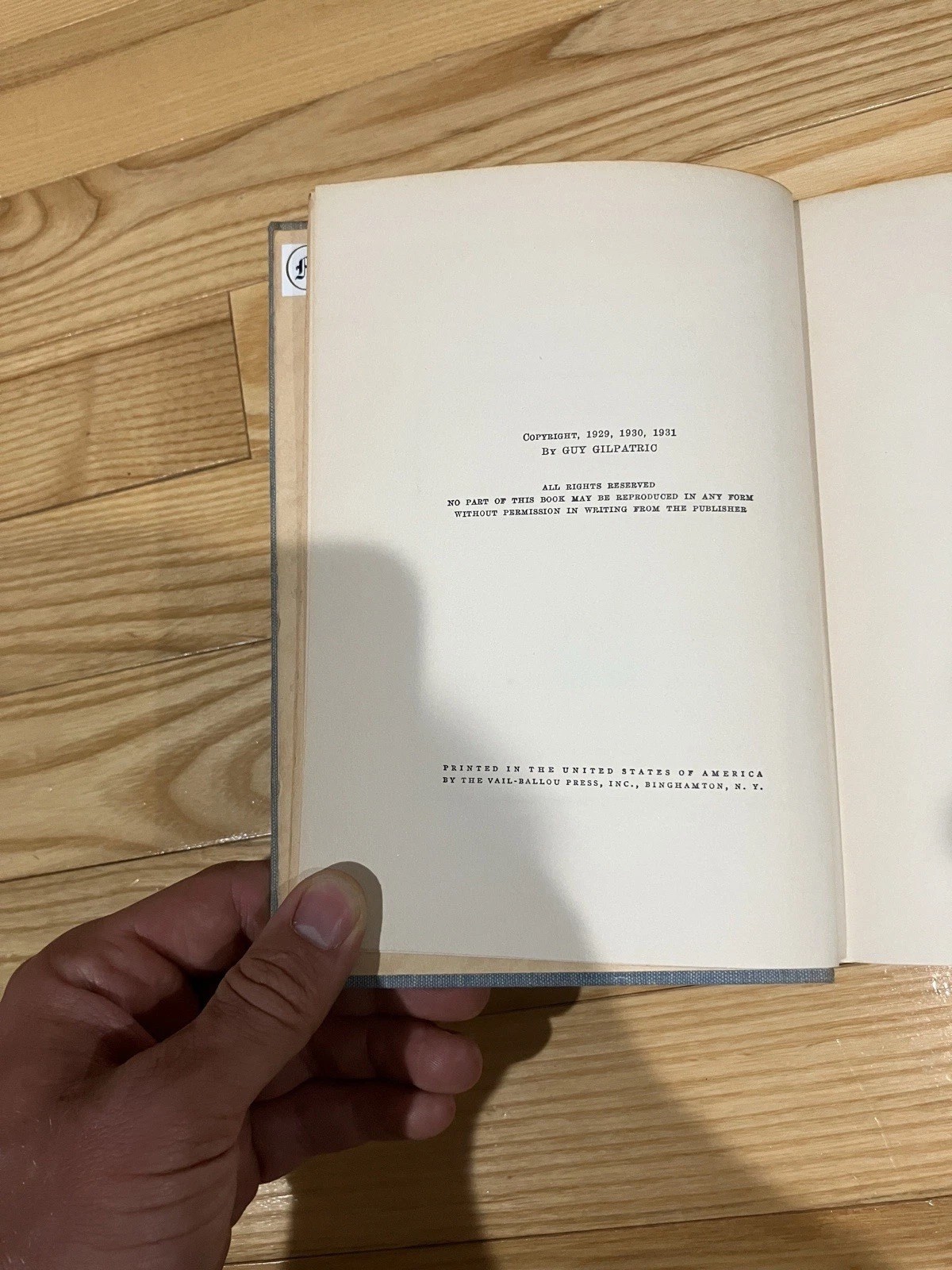 Scotch and Water – Guy Gilpatric – Dodd, Mead & Co 1931