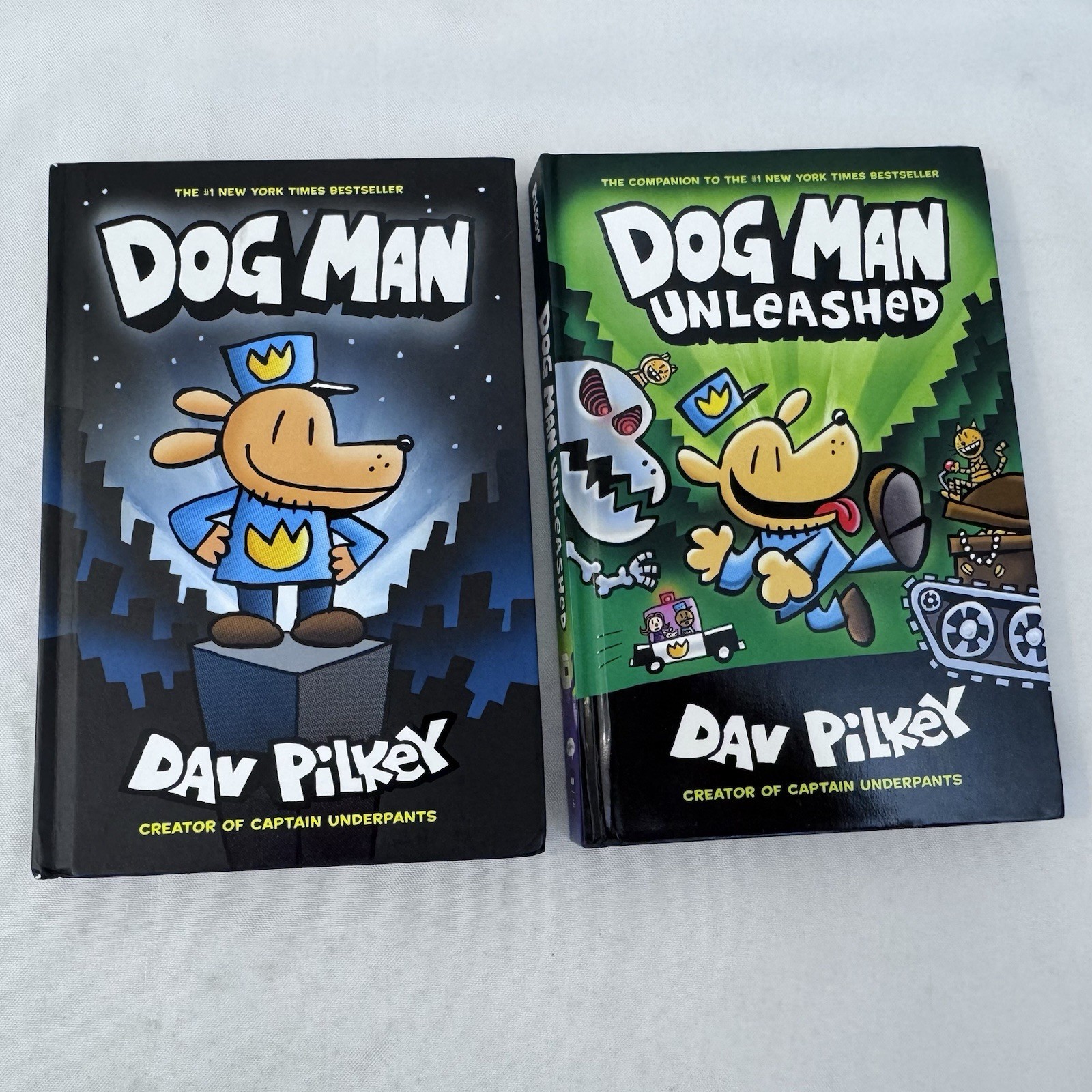 Dog Man 1 & 2 Hardcover Lot Dav Pilkey Dog Man Unleashed Graphix Books Fast Ship