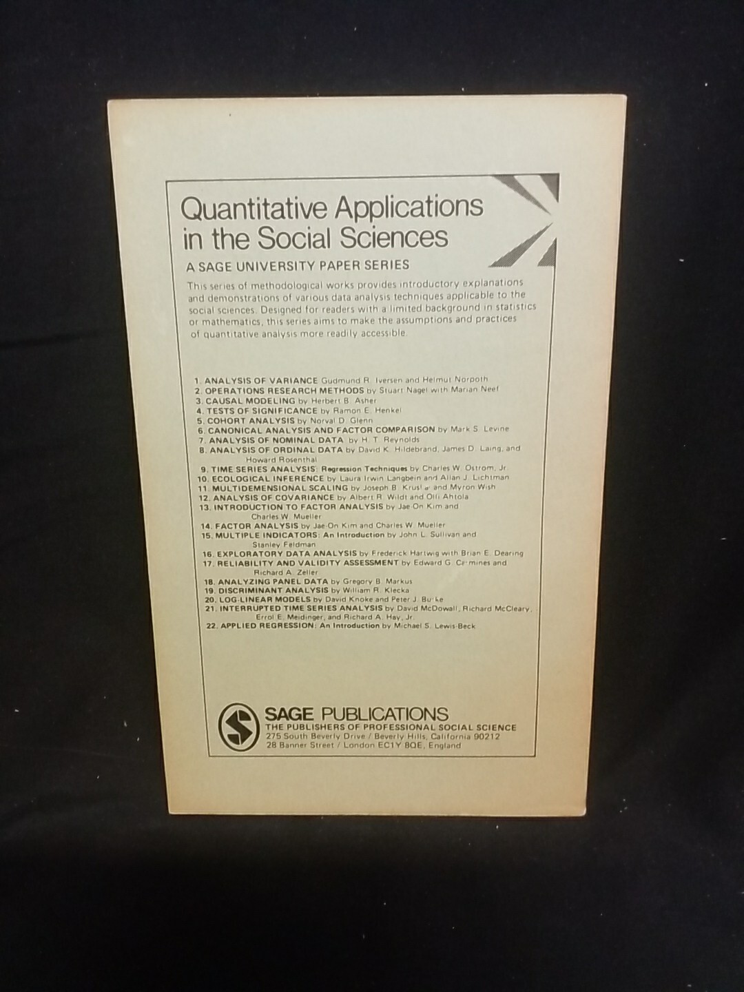Series: Quantitative Apps in Social Sciences #4, 1976 Tests of Significance