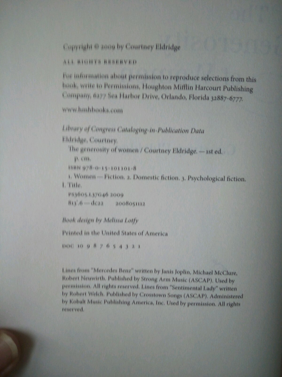 The Generosity Of Women A Novel By Courtney Eldridge 2009