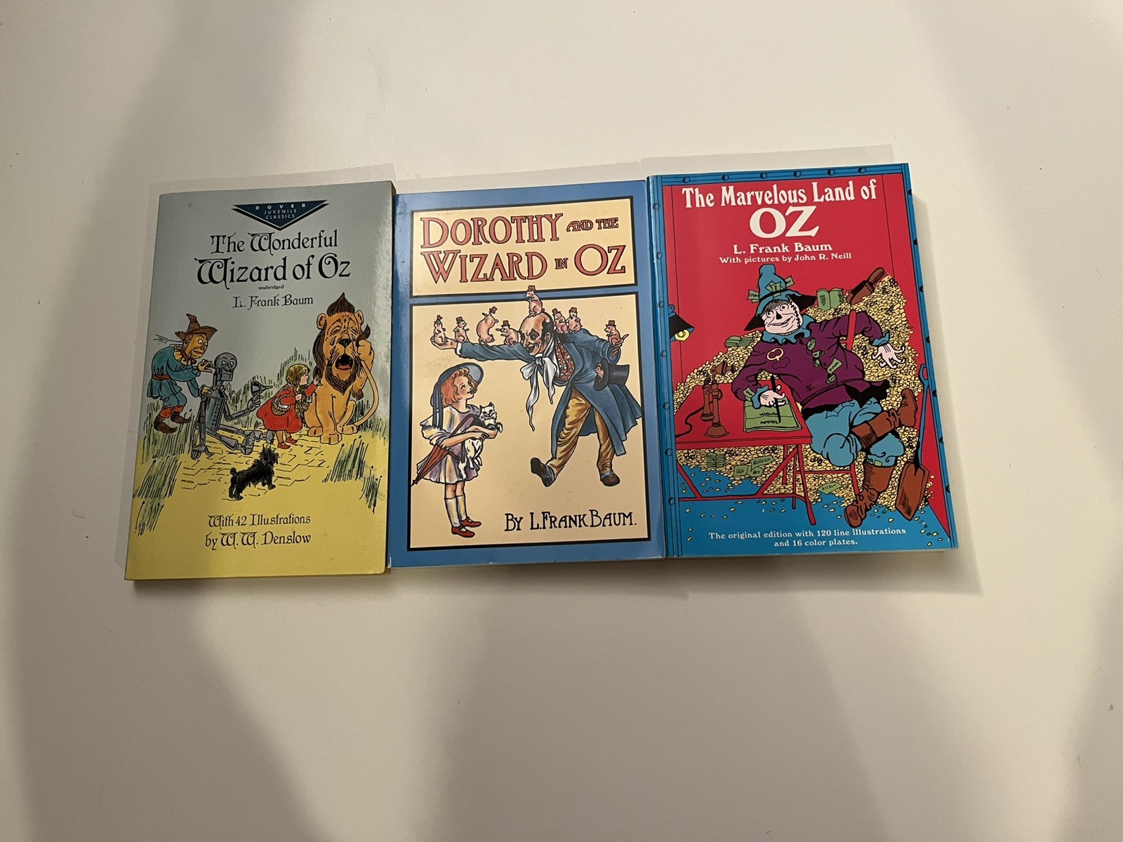 Lot of 3 Wizard of OZ Books L Frank Baum Dover Softcover WW Denslow John R Neill