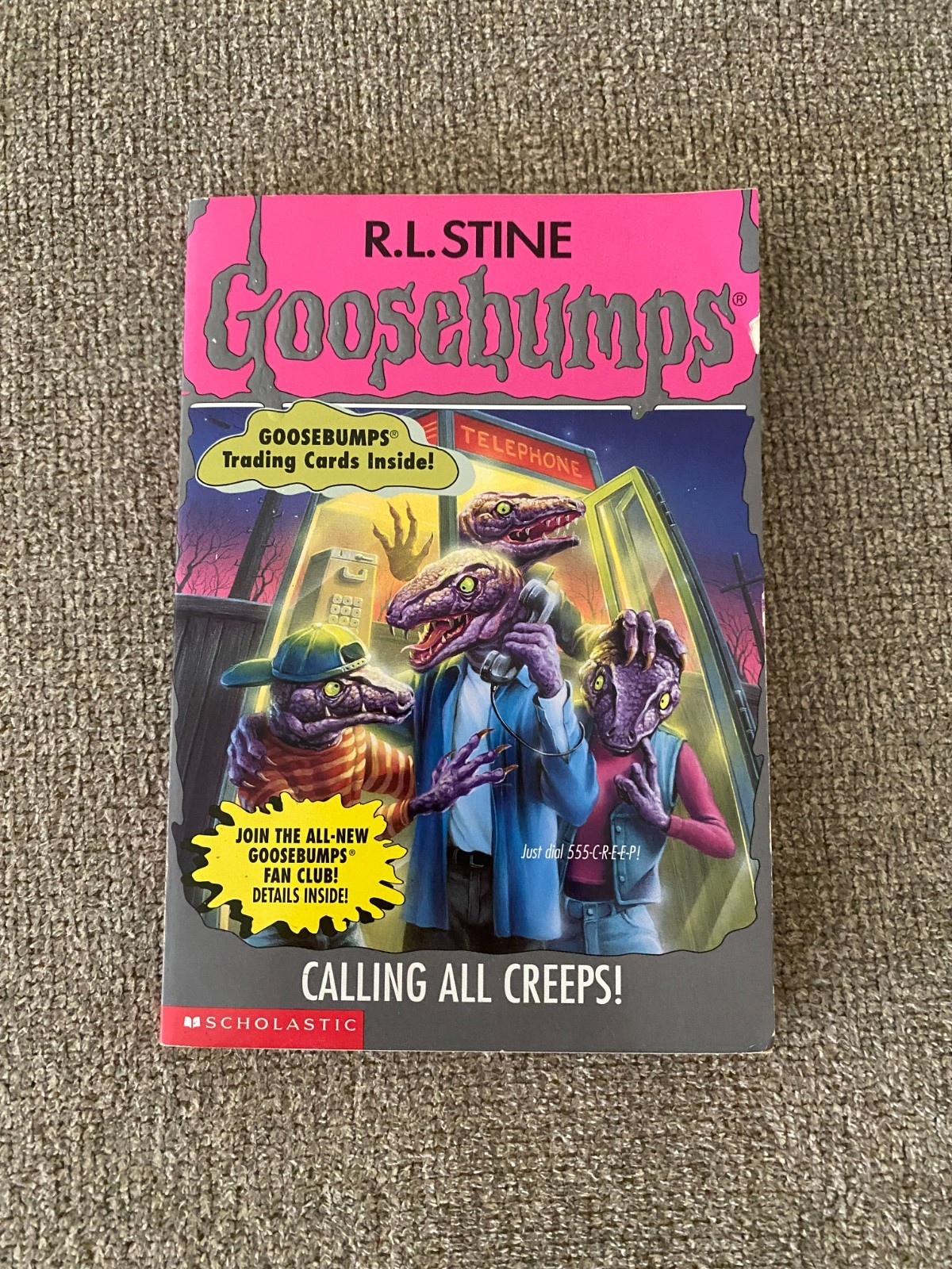 Like New 1st print Goosebumps #50 Calling All Creeps! w/att bookmark & det cards