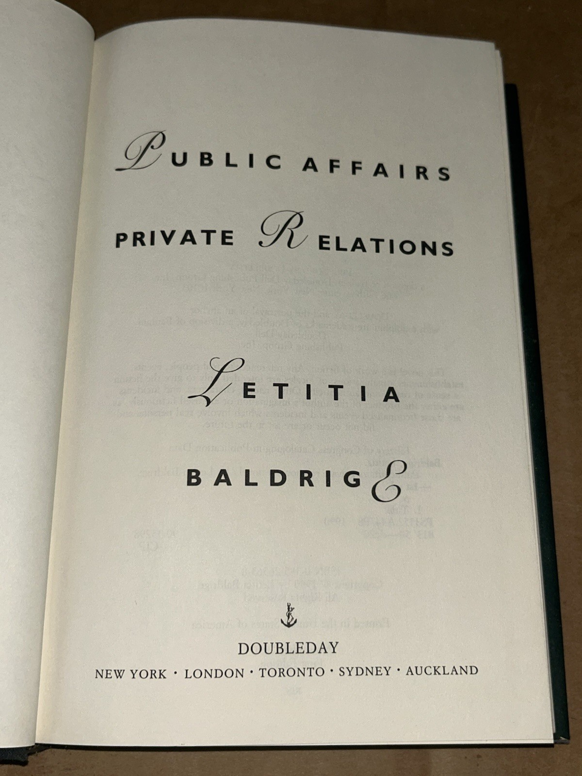 Public Affairs, Private Relations by Letitia Baldrige 1990 1st Printing HC + DJ