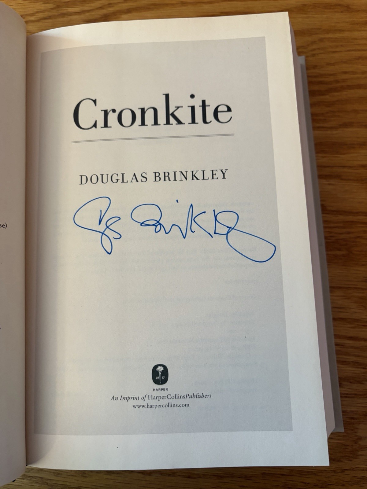 Cronkite by Douglas Brinkley, Signed, 1st Edition, HCDJ