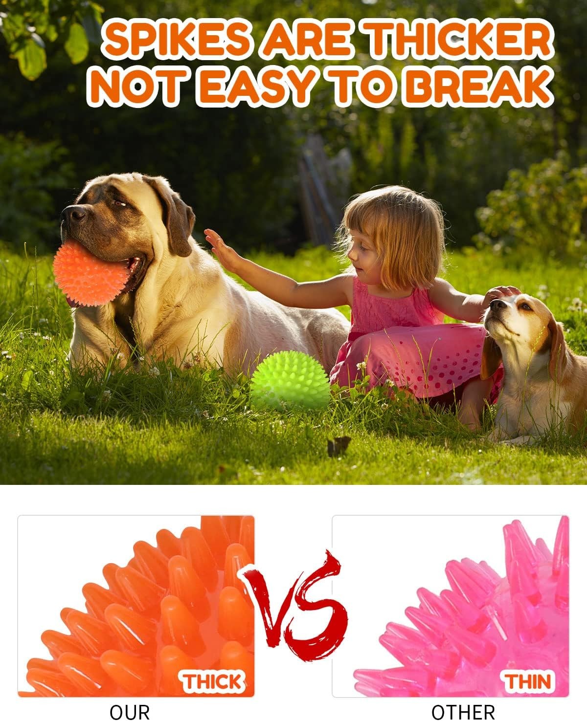 2 Pack 4.5in Pweituoet Heavy Duty Squeaky Dog Ball