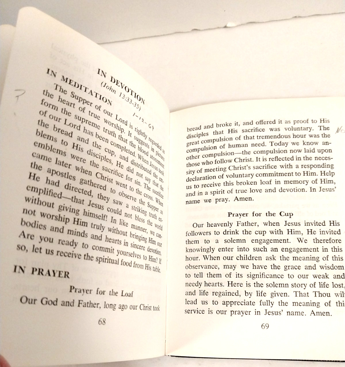 Meditations and Prayers for the Lord’s Table by Ard Hoven Mini Book Leather 1963