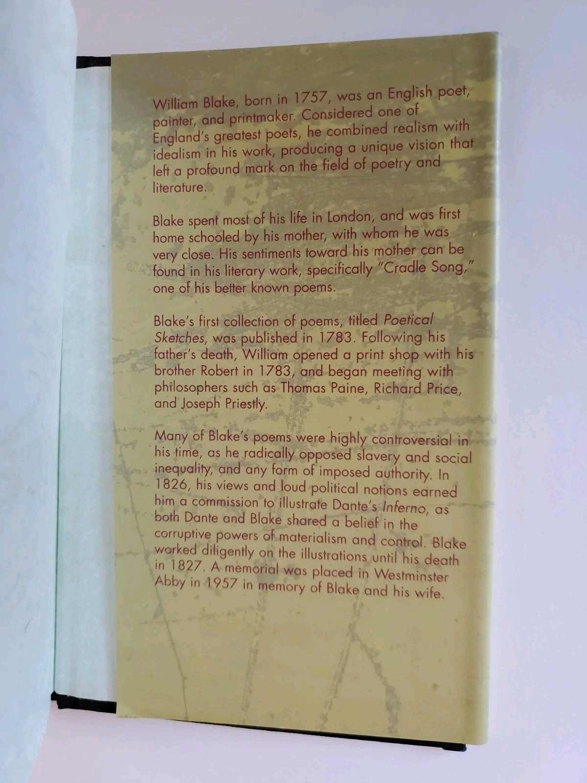 William Blake Selected Poems 2007 Sweetwater Press Hardcover