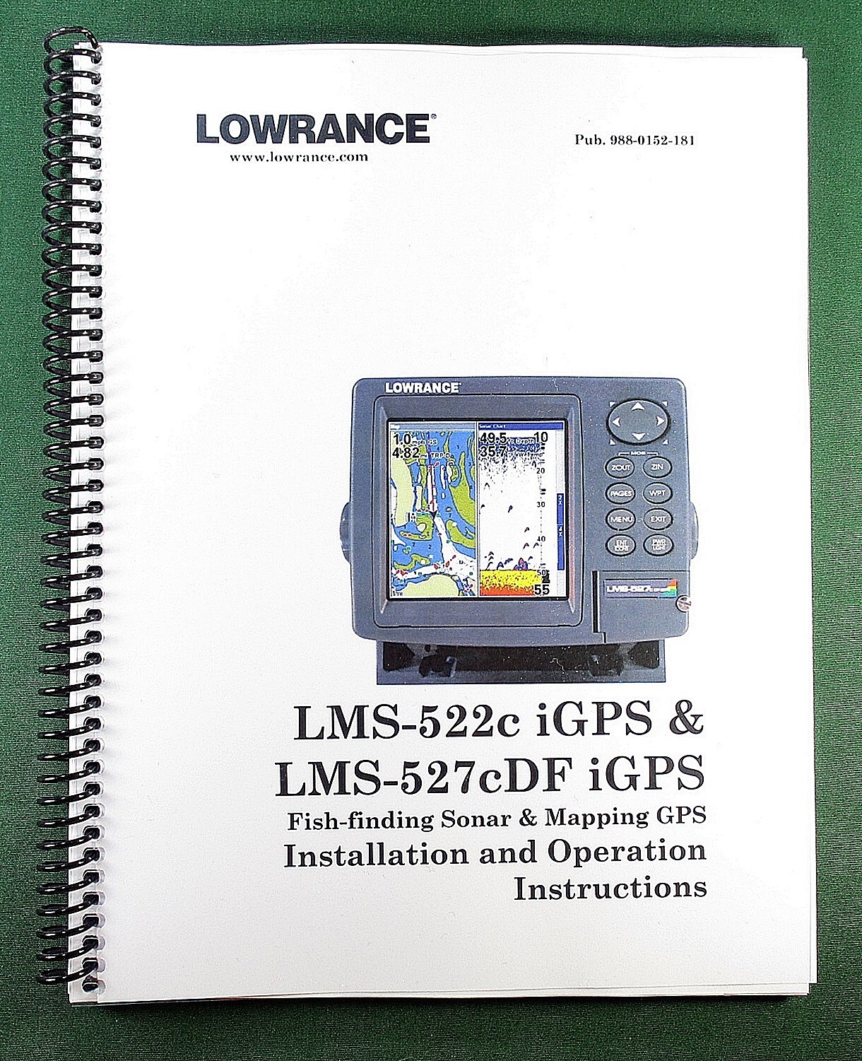 Lowrance LMS-527cDF iGPS Instruction Manual: Full Color 252 Pages & Clear Covers