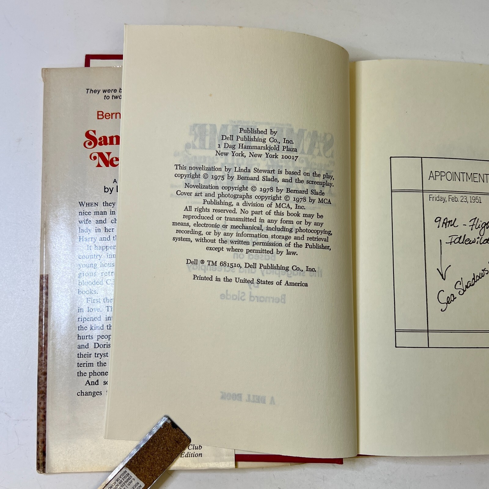 Same Time Next Year Bernard Slade Ddelacorte Press 1975 Book Club Ed RARE VTG