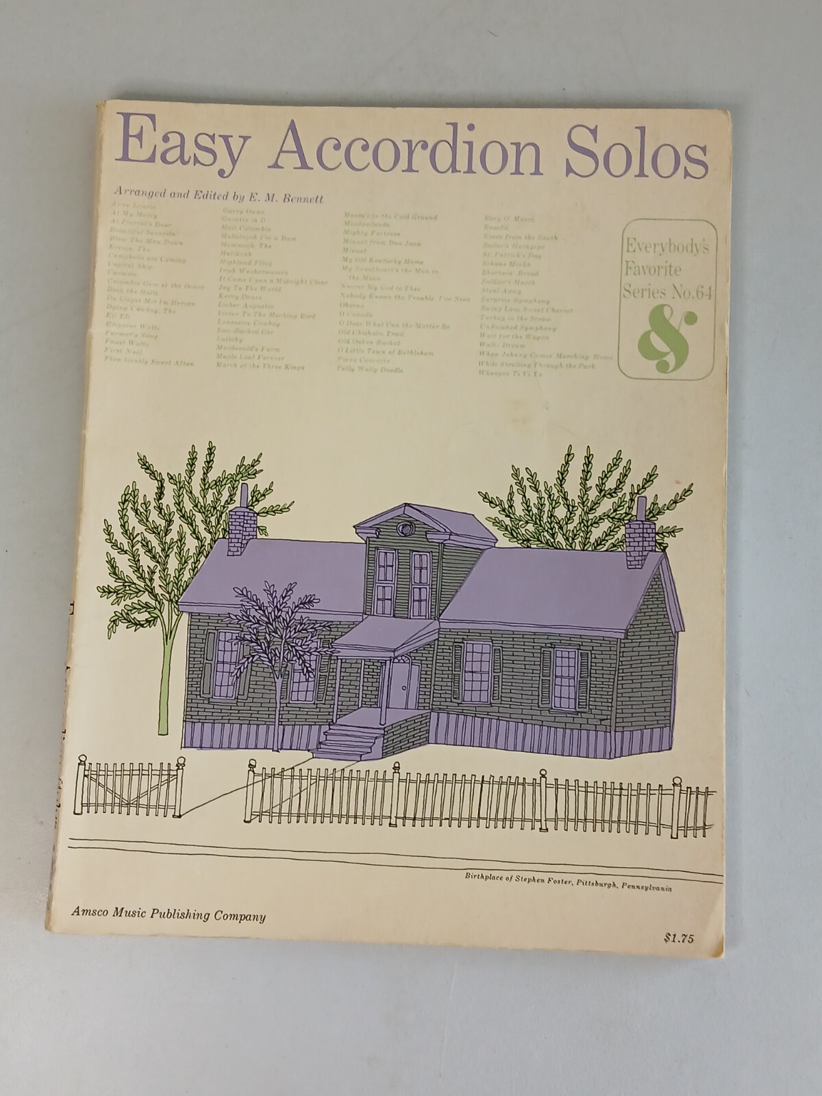 Vintage Sheet Music Book EASY ACCORDION SOLOS (Amsco, 1947) E.M. Bennett ~ Used