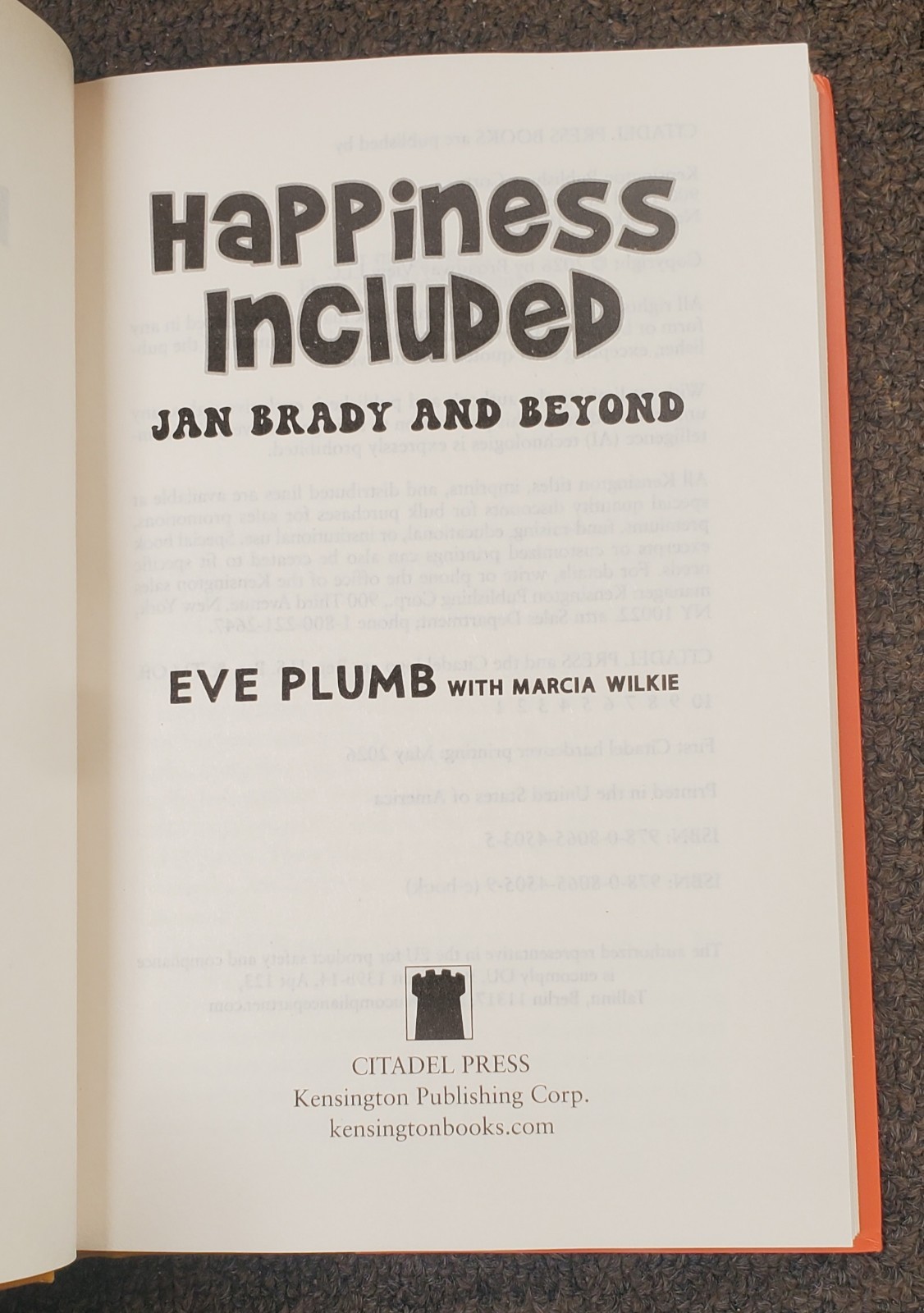 Happiness Included Jan Brady and Beyond – Eve Plumb – 2026 hc w dj – very good