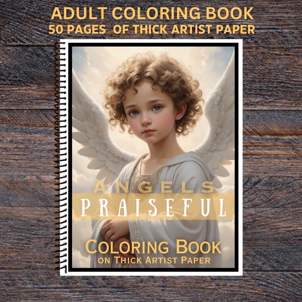 Angels – Spiral Bound Adult Coloring Book – Thick Artist Paper – 50 pages – #06