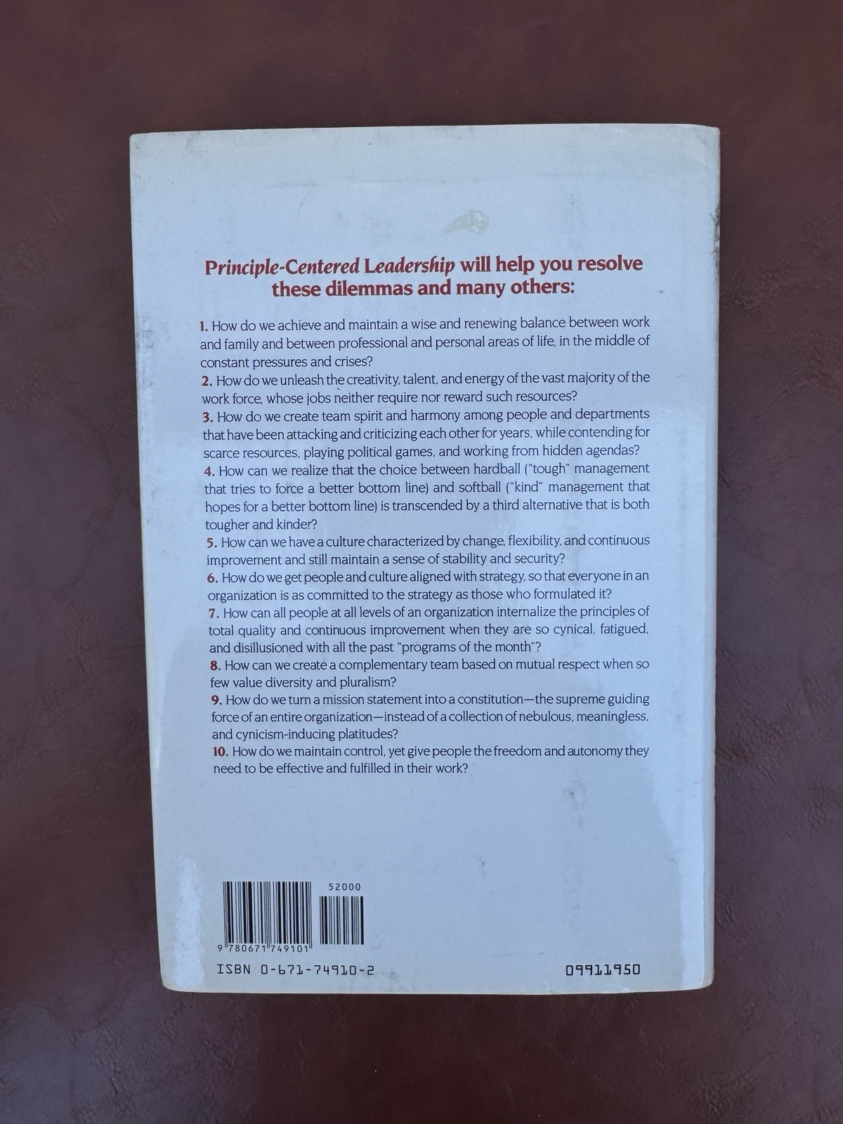 Signed Stephen R. Covey Principle-Centered Leadership First Edition Hardcover