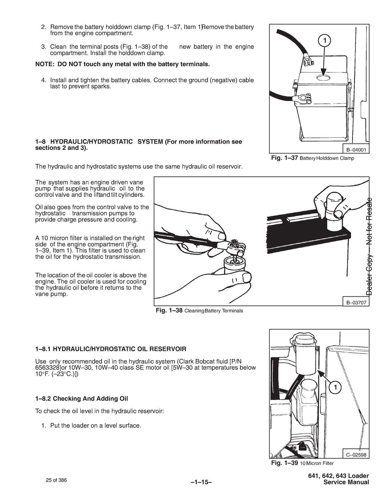 BOBCAT 641 642 643 H Series Skid Steer Loader Service Manual 1996, FOLDOUTS