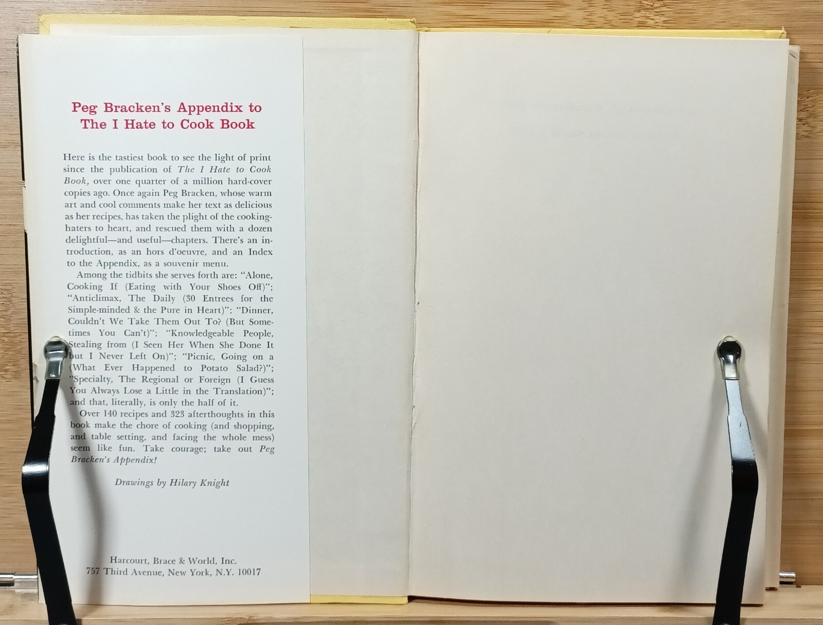 Appendix to the I Hate to Cook Book with over 140 Recipes and 323 Afterthoughts