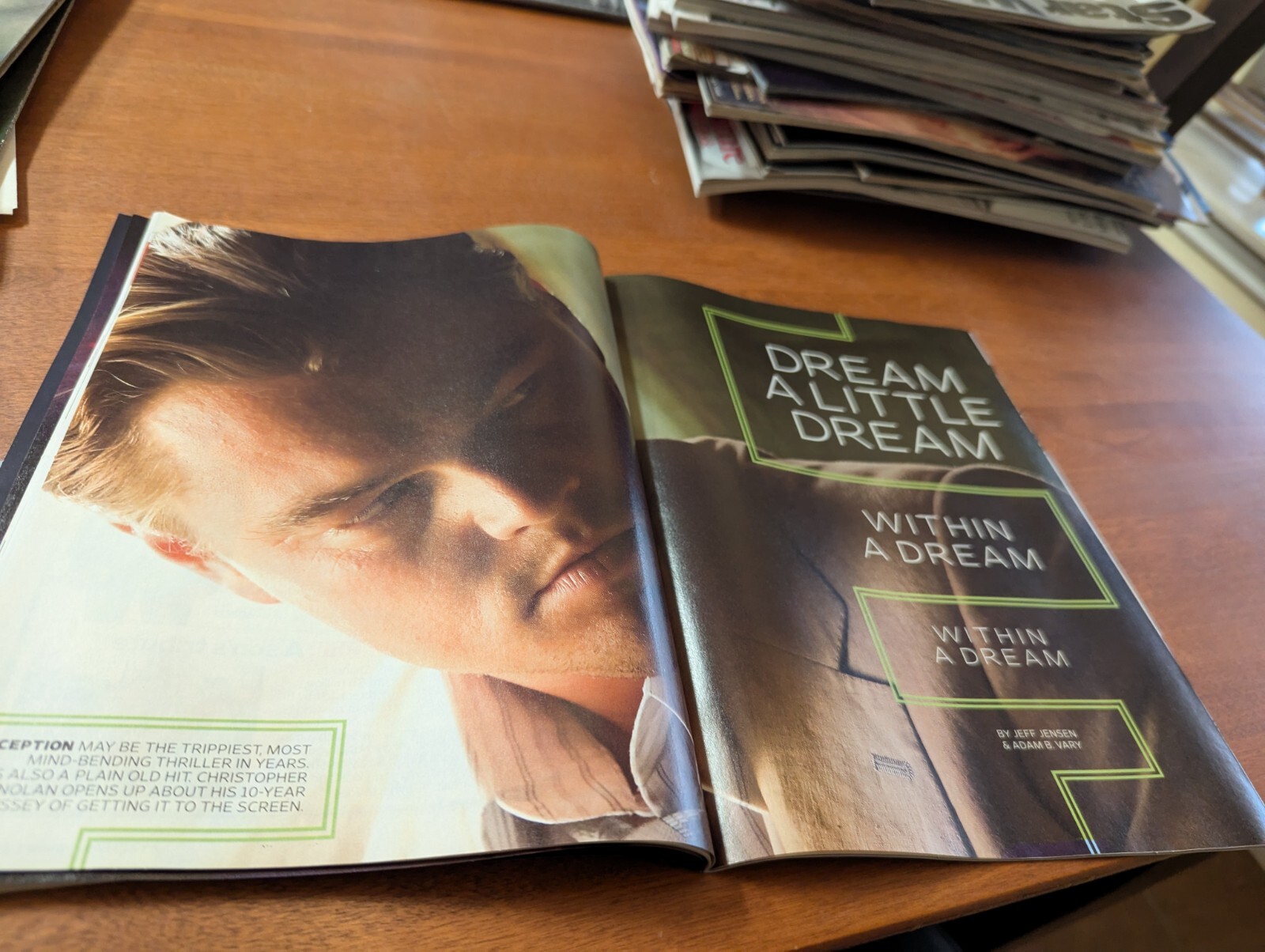 Inception For Your Condsideration Book EW issue Christopher Nolan Dicaprio
