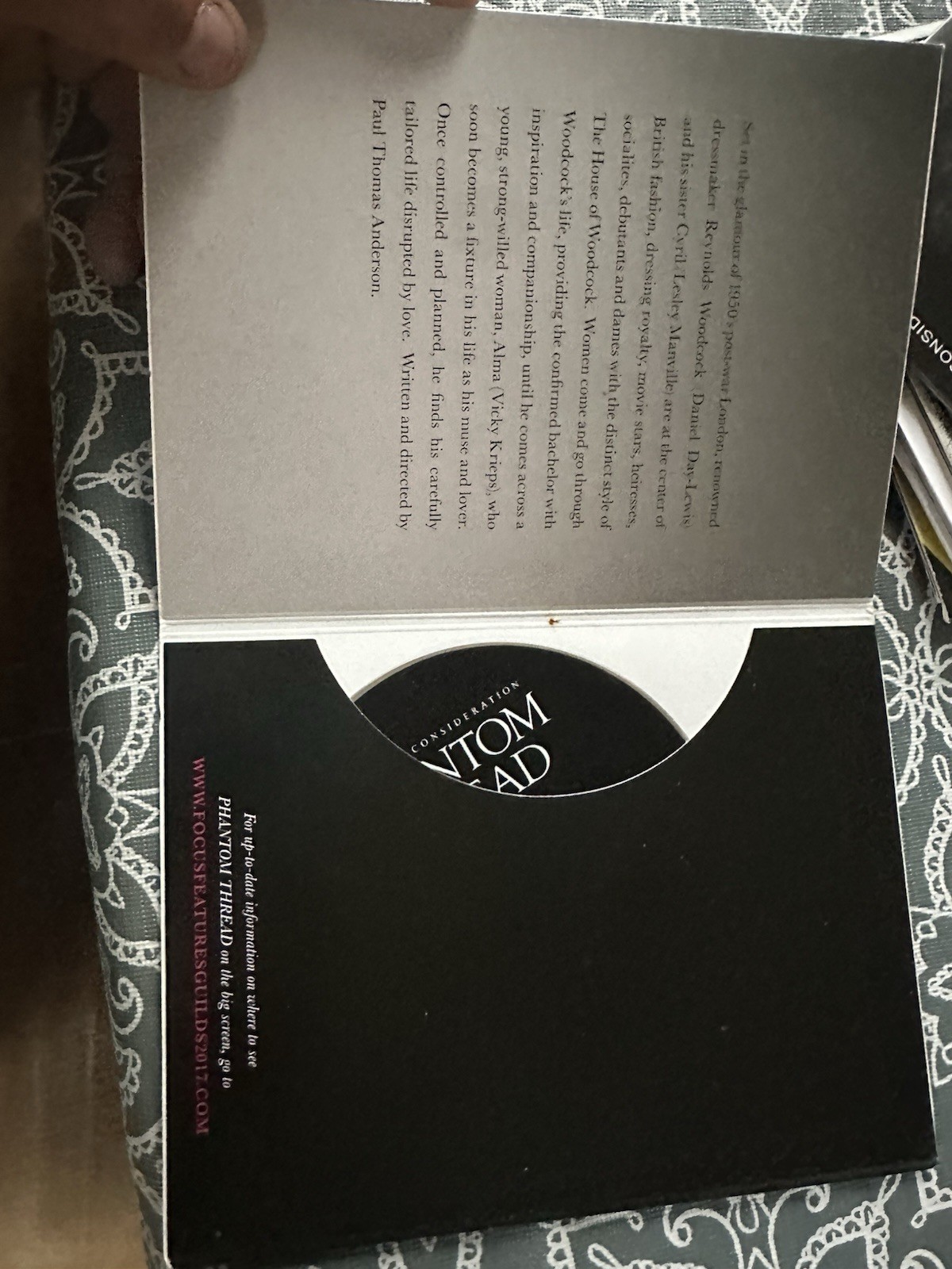 PHANTOM THREAD SCRIPT Screenplay PAUL THOMAS ANDERSON FYC