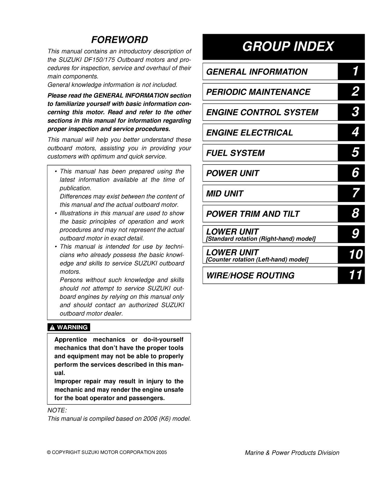 SUZUKI DF150 DF175 2004-2015 OUTBOARD MOTOR SERVICE MANUAL , LOOP BOUND, COVERS