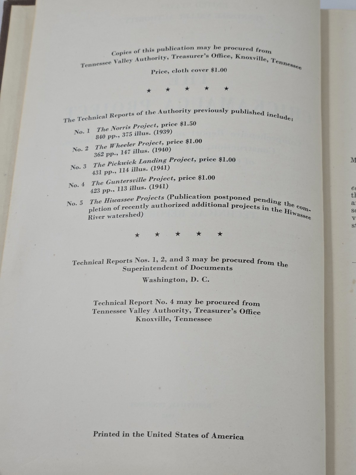 The Chickamauga Project TVA Technical Report No 6 1942 Hardcover Engineering