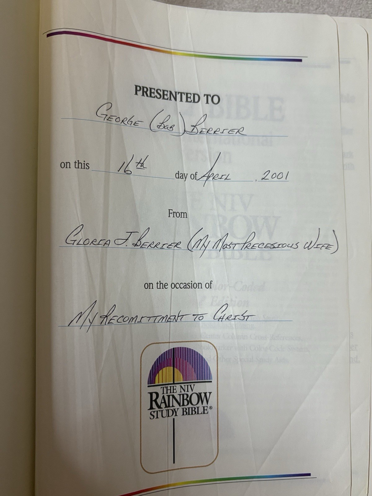 NIV Rainbow Study Bible Color Coded Bold Line 1992 Burgundy RSI Bonded Leather