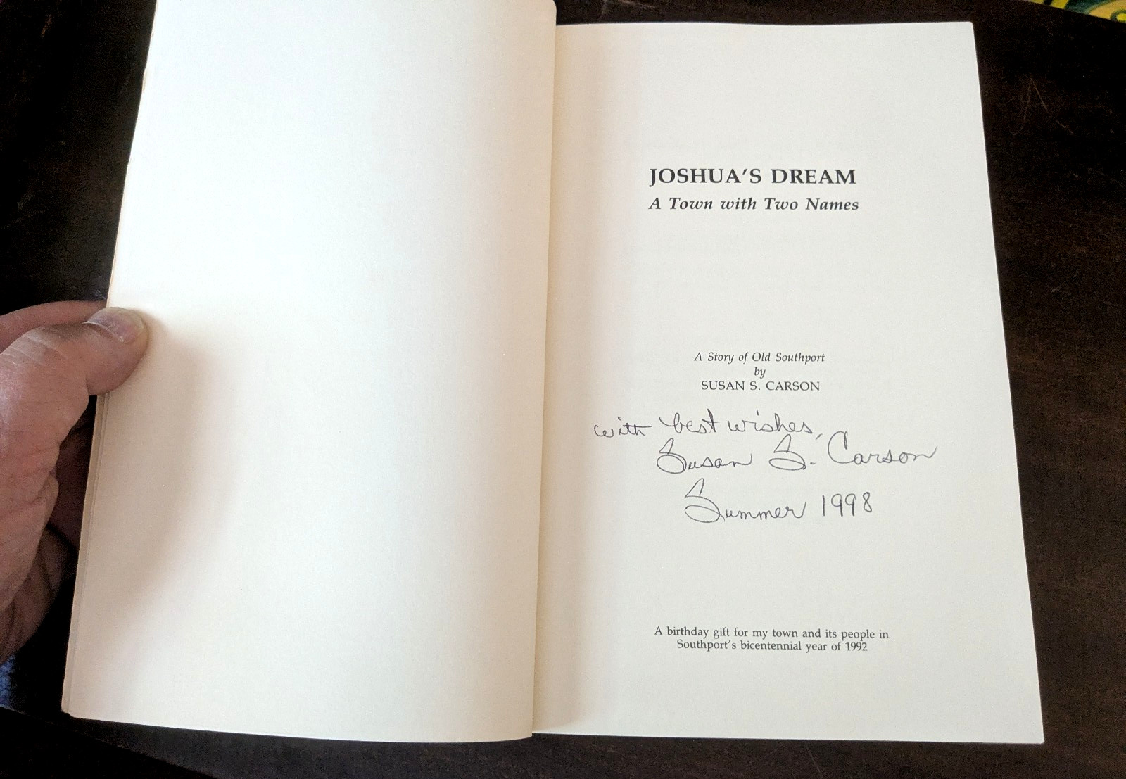 SOUTHPORT NC- Joshua’s Dream A Town With Two Names by Susan Carson –SIGNED