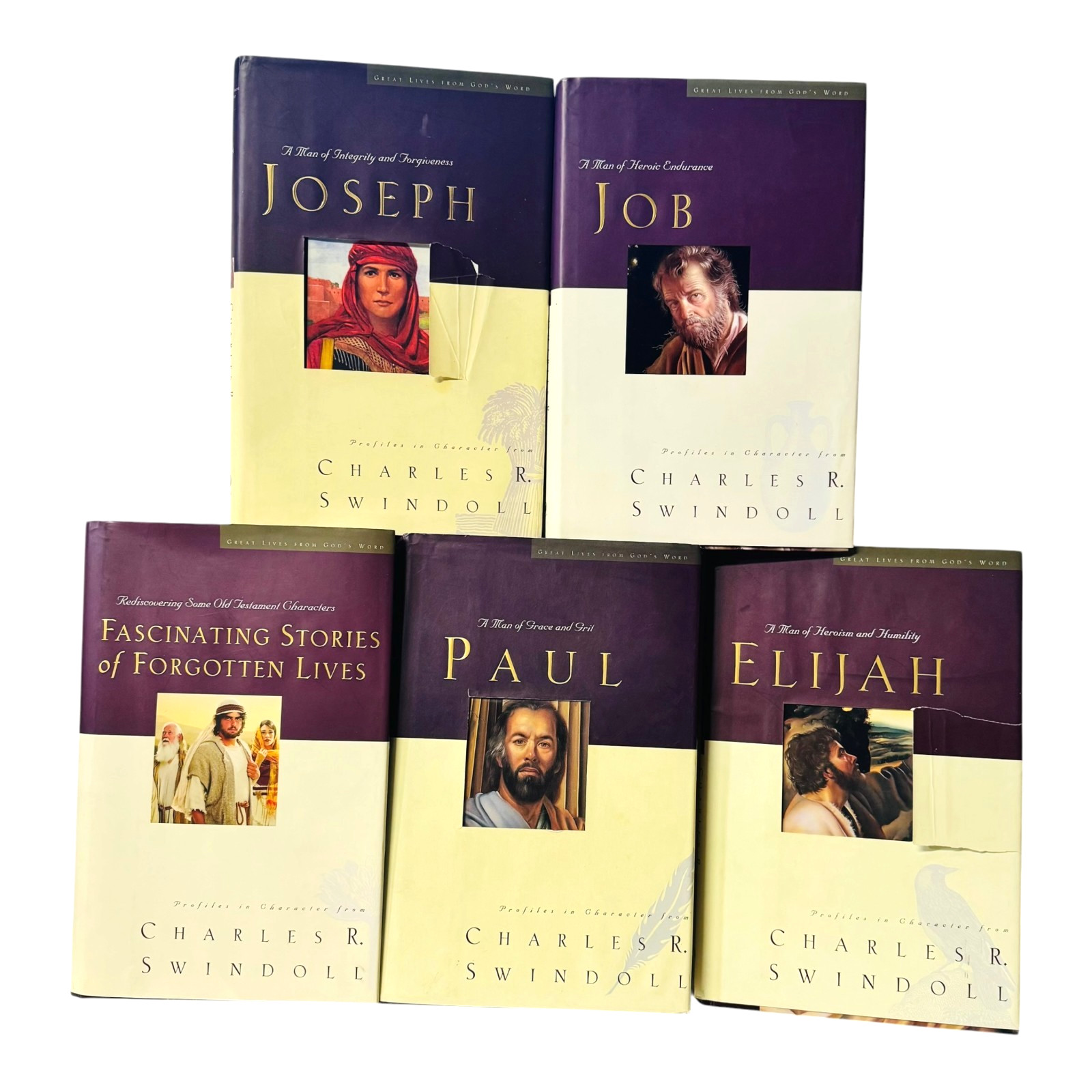 Charles Swindoll Great Lives Lot 5 HC Books Paul Joseph Job Elijah Bible Study