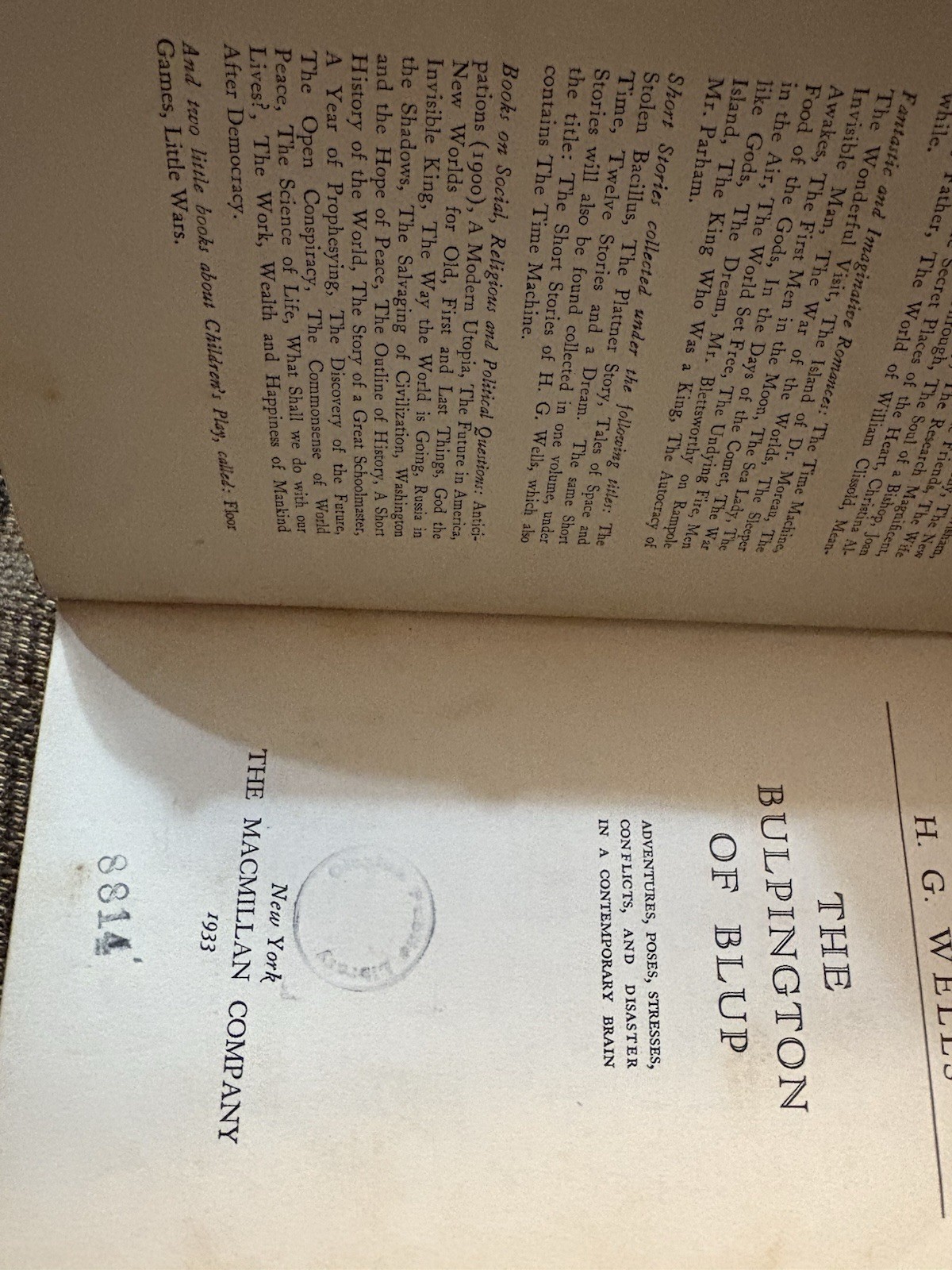 HG Wells Hardback The Shape Of Things To Come 1933 1st Ed Acceptable Ex Lib