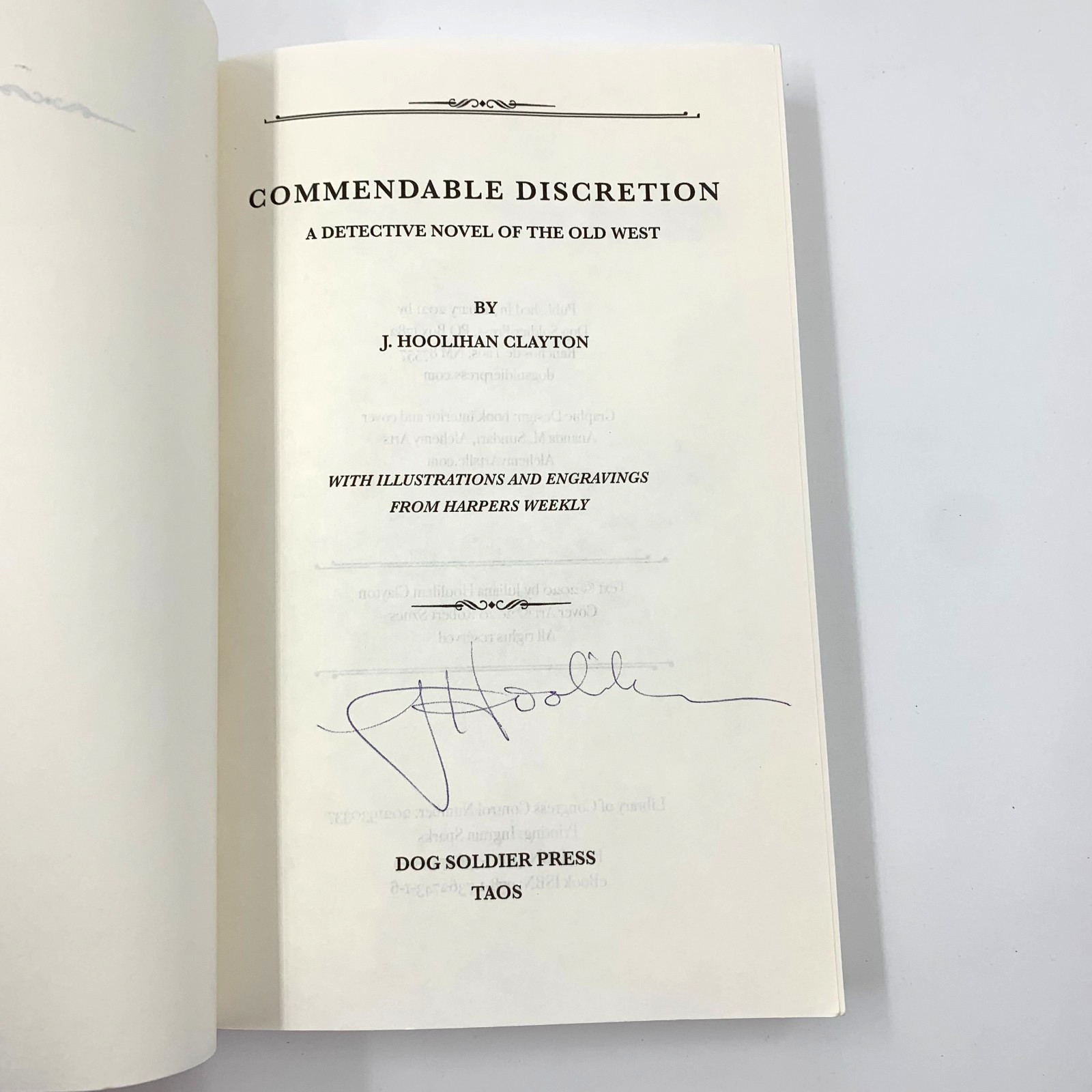 Commendable Discretion – by J Clayton SIGNED by Author – PB 2020