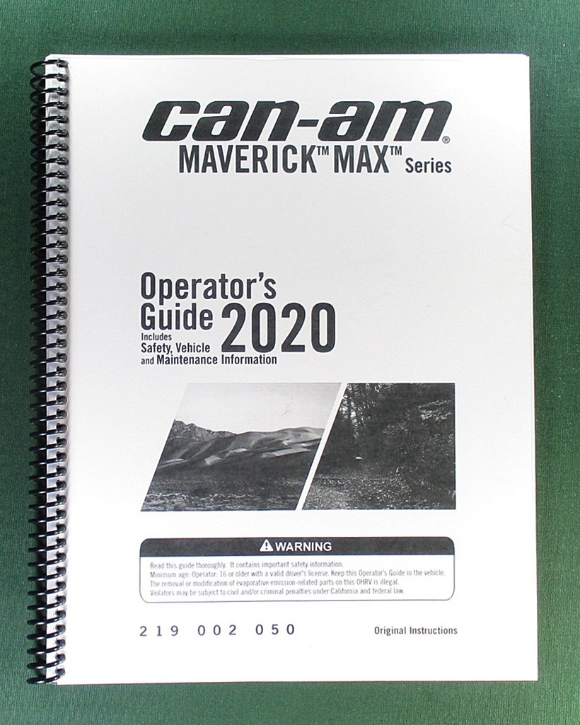 2020 Can-Am Maverick MAX X ds Turbo RR Owner’s Manual: 196 Pages & Clear Covers