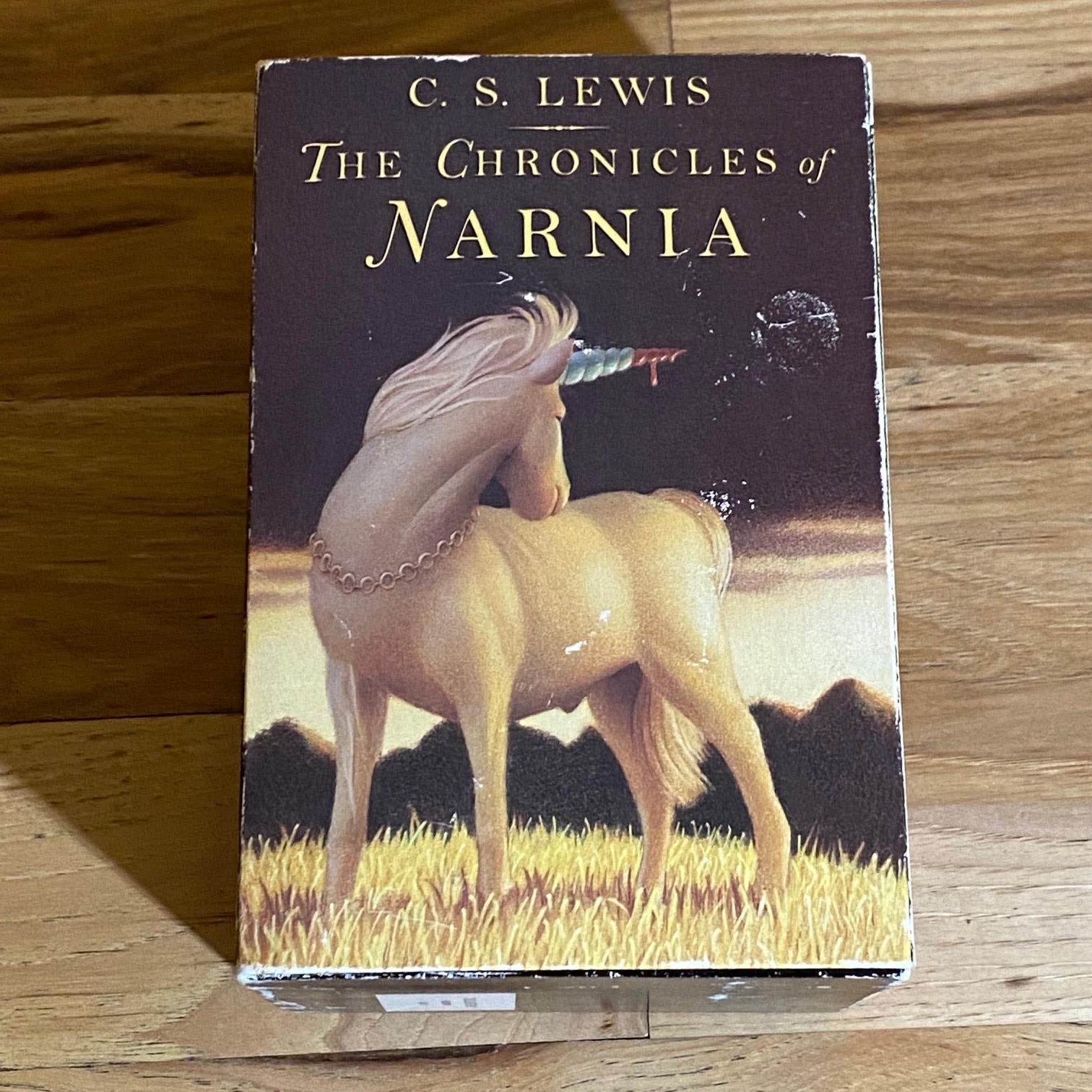 Vintage C.S. Lewis The Chronicles of Narnia 7 Book Box Set Pauline Baynes