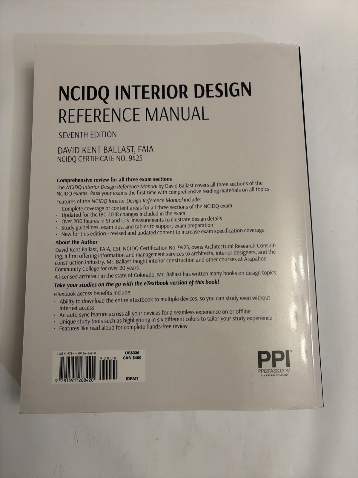 PPI NCIDQ Interior Design Reference Manual, 7th Edition–