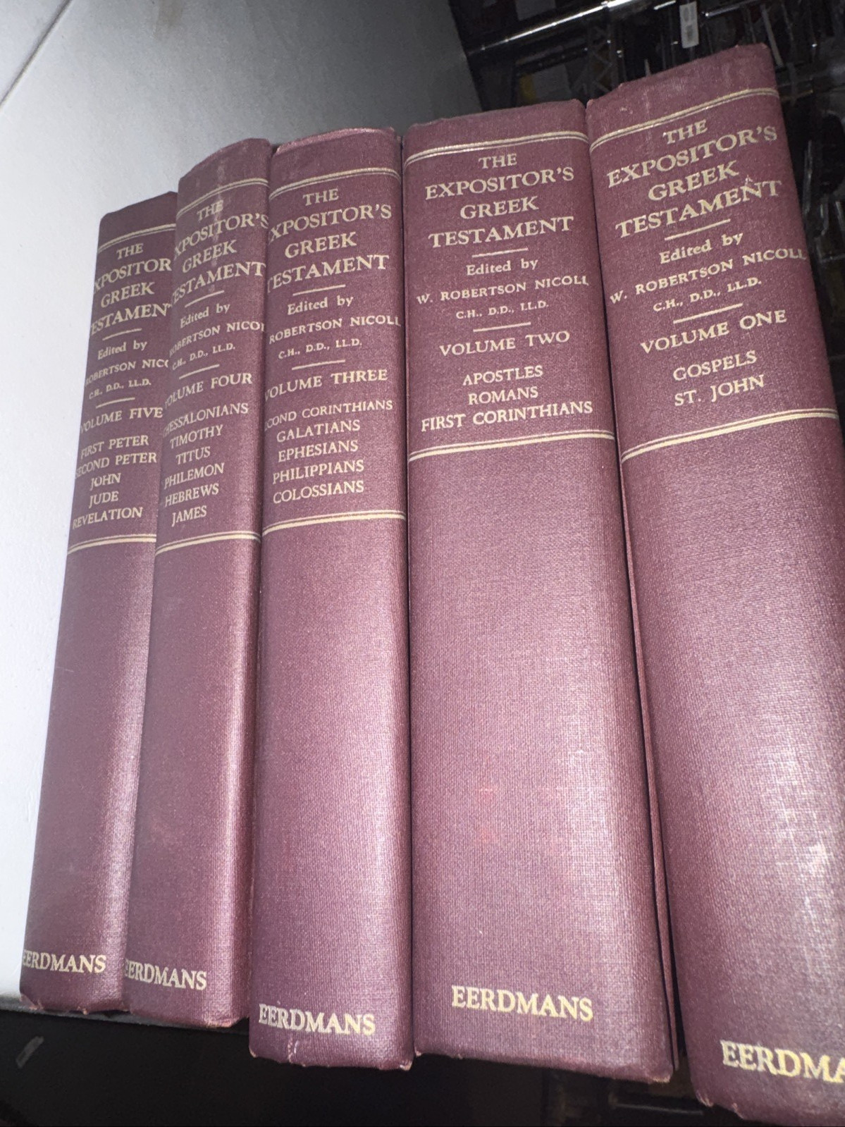 THE EXPOSITORS GREEK NEW TESTAMENT VOLUME 1-5, 1961, W Robertson Nicoll Set (L)