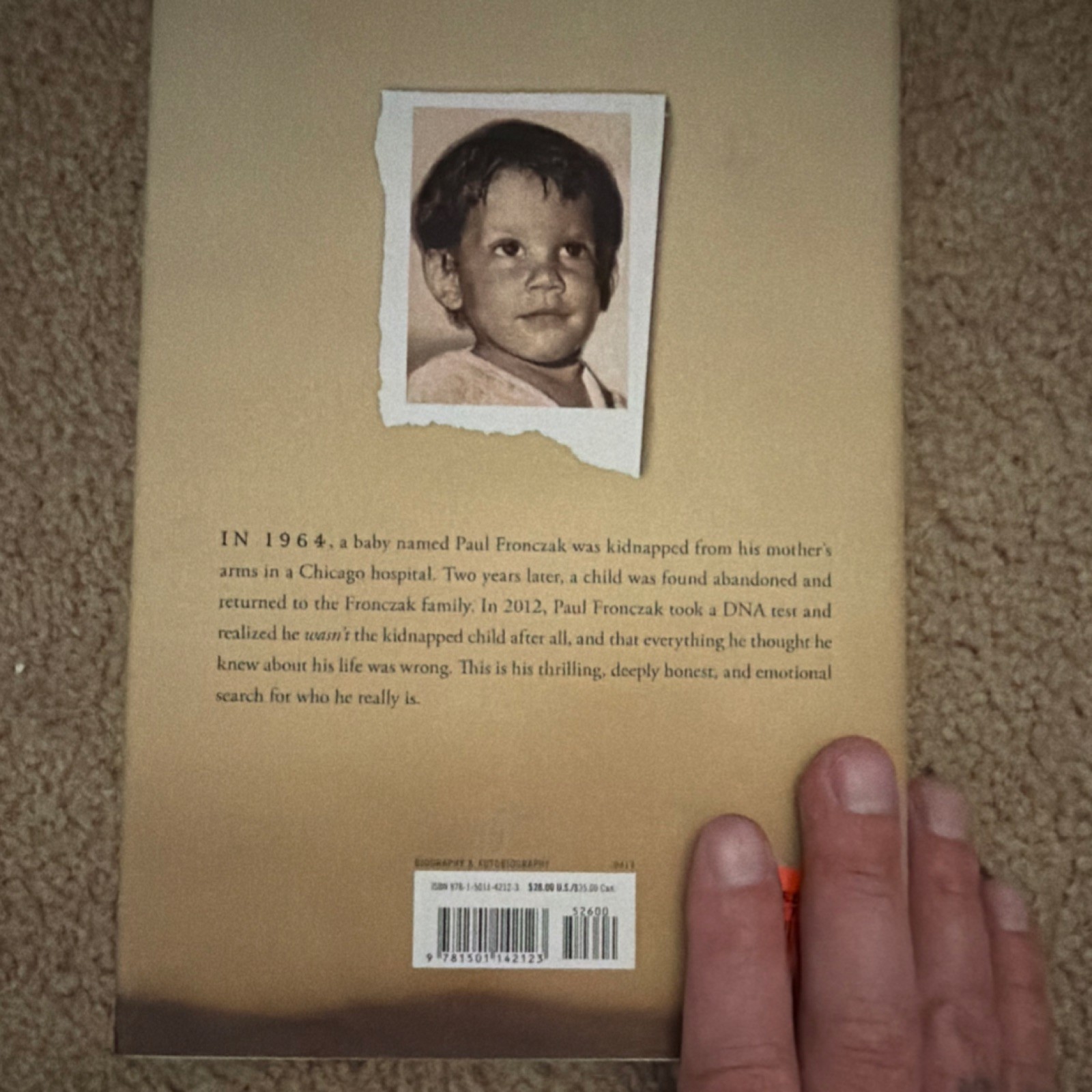Paul Joseph Fronczak Foundling Howard Books Hardcover 2017 True Crime Biography