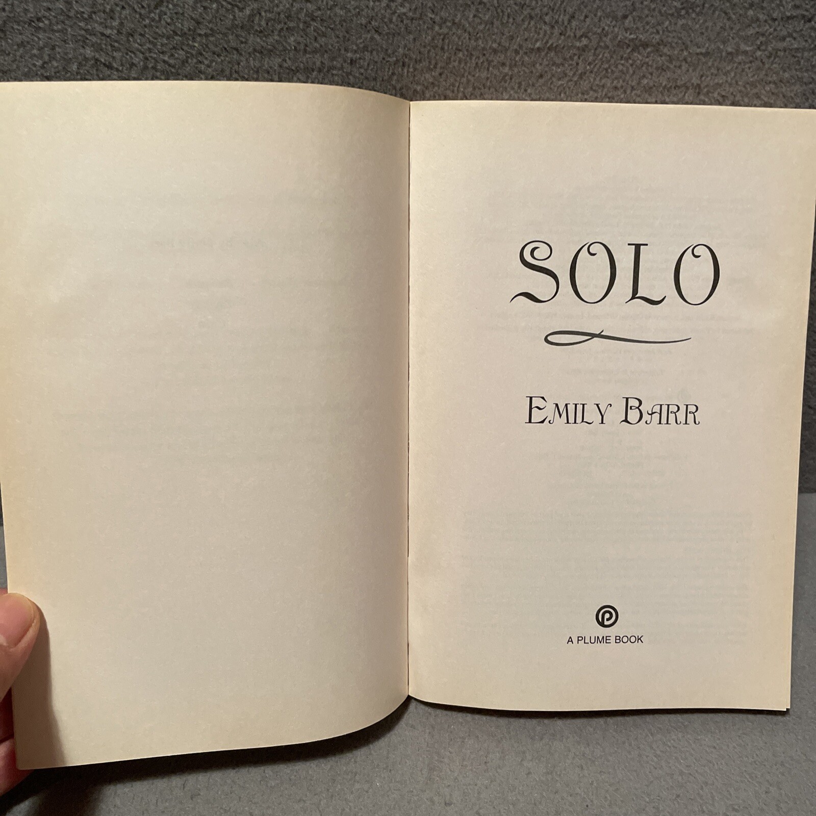 Solo A Novel By Emily Barr 2005 First American Edition Paperback