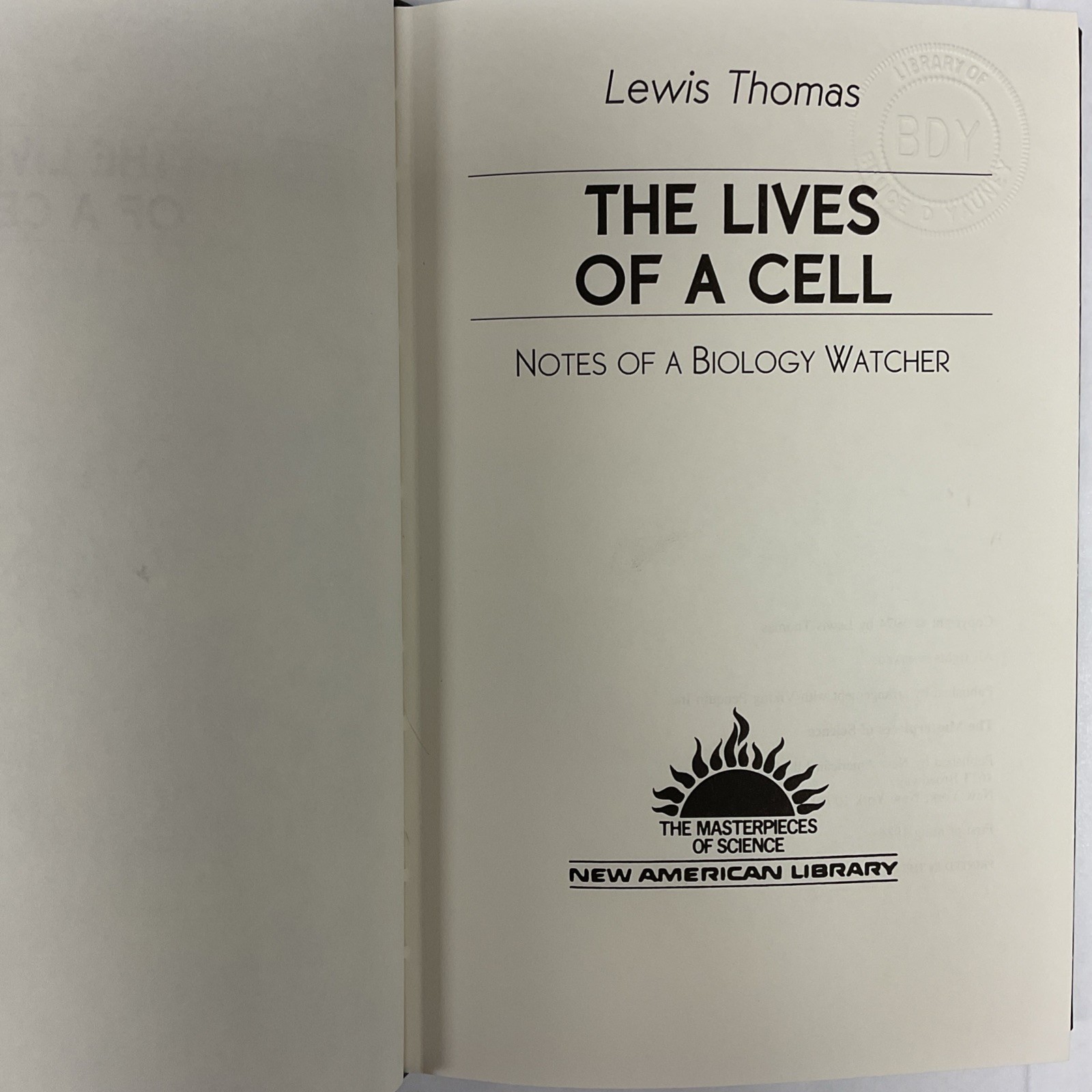 The Lives of a Cell by Lewis Thomas (1986, New American Library, Leatherbound)