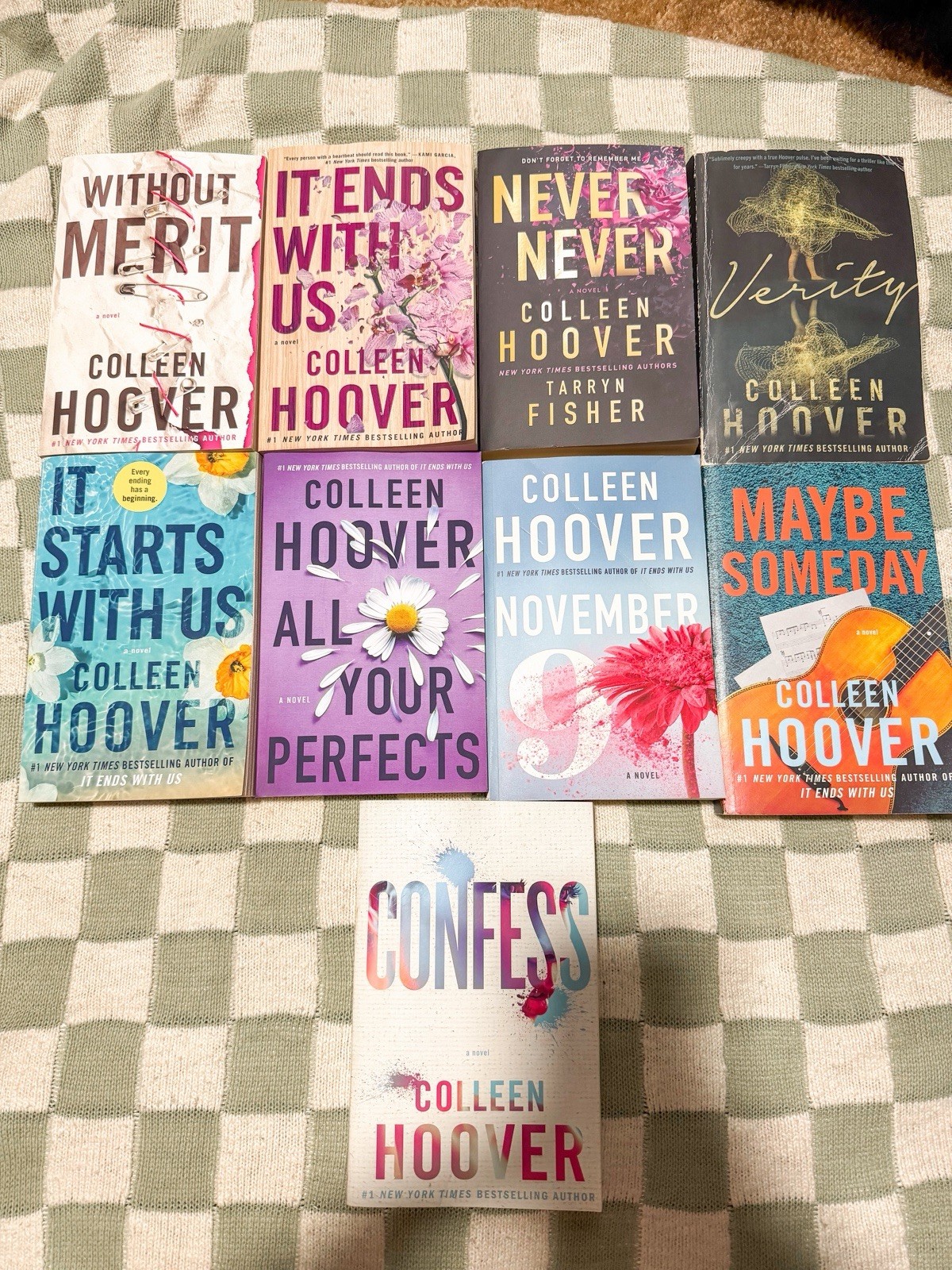 Colleen Hoover & Tarryn Fisher Paperback Lot: Without Merit, It Ends With Us, V…