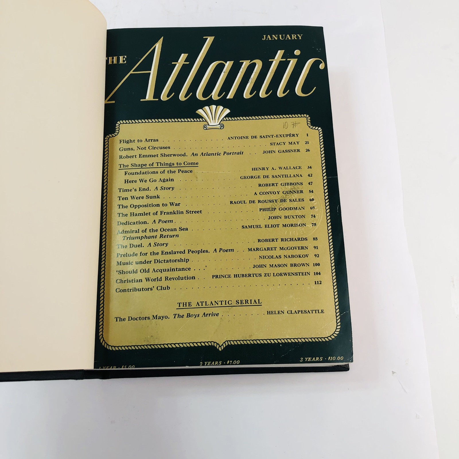 The Atlantic Monthly January-June 1942 Magazine Book Bound Hardbound Volume 169