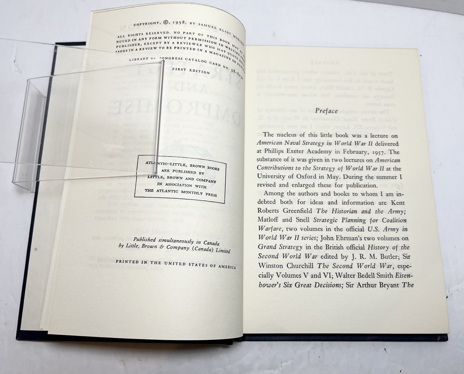 Strategy and Compromise Samuel Eliot Morison 1958 1st Edition Hardcover Book