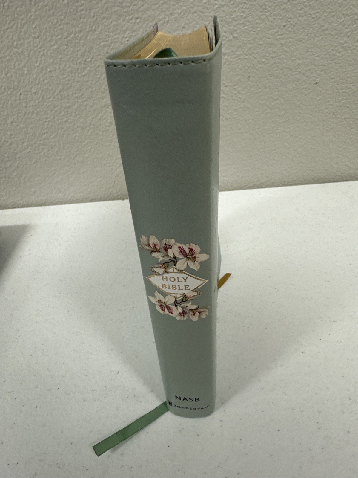 NASB, Artisan Collection Bible, Large Print, Leathersoft, Sage Floral, Red