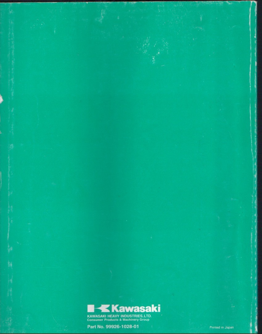 Kawasaki ’96 ’97 Model Service Specifications Handbook Part 99926-1028-01 MN2929