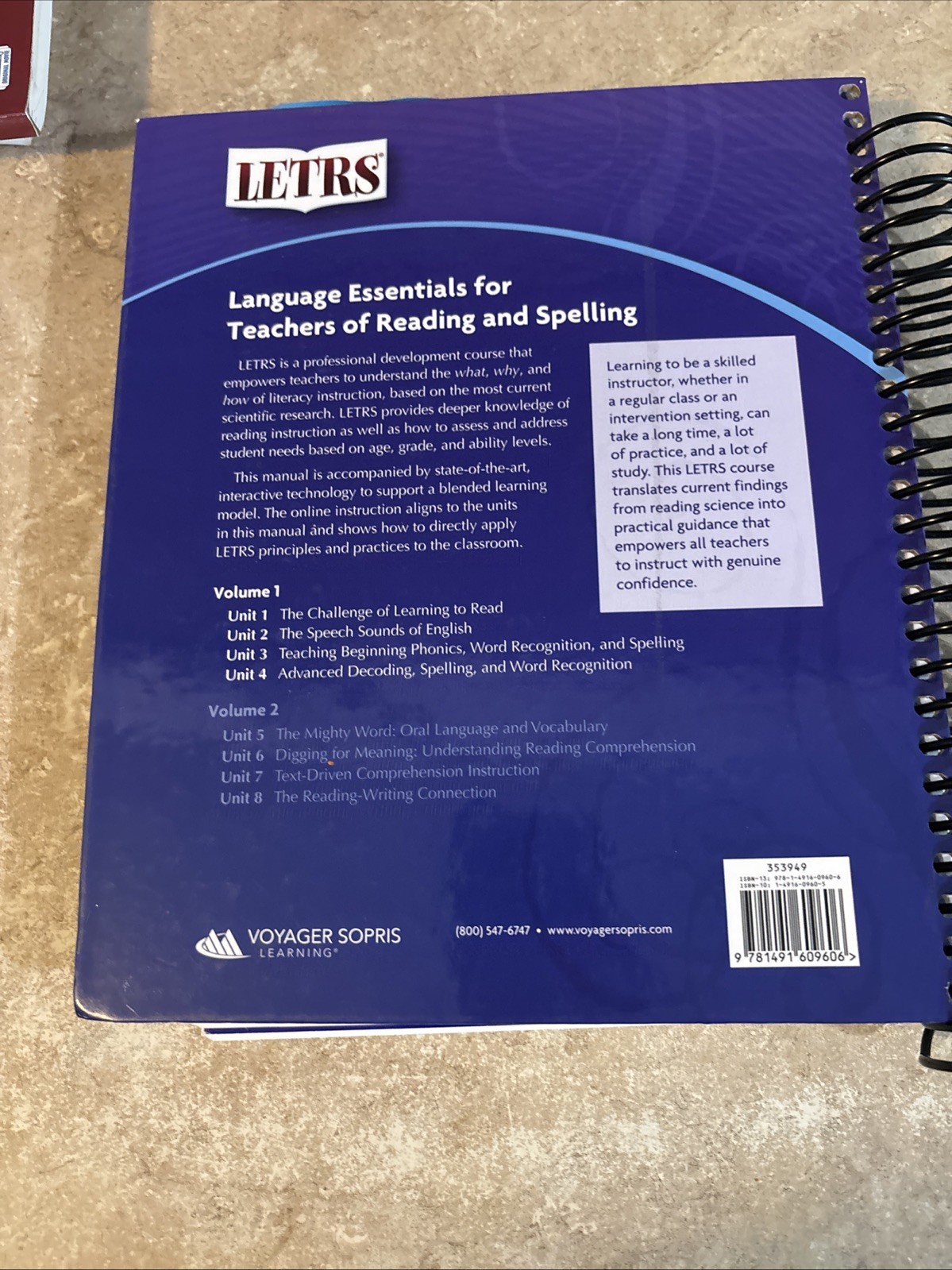 LETRS VOLUME 1:UNITS 1-4 – Unknown Binding – Good o