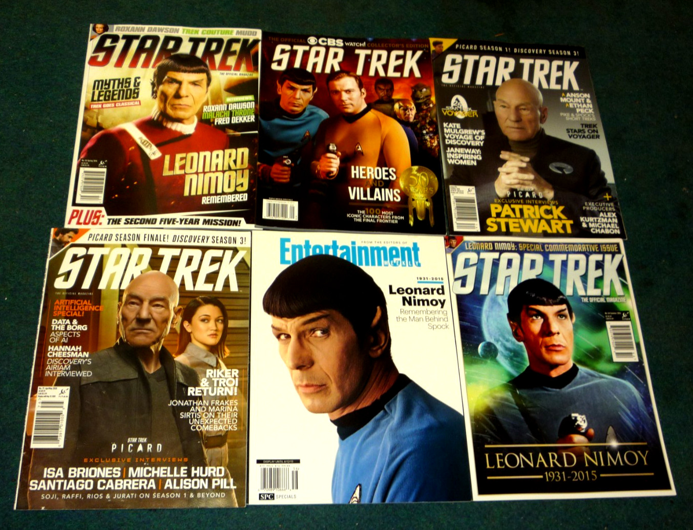 Lot of 6 STAR TREK / ENTERTAINMENT Leonard Nimoy Patrick Stewart MAGAZINES!