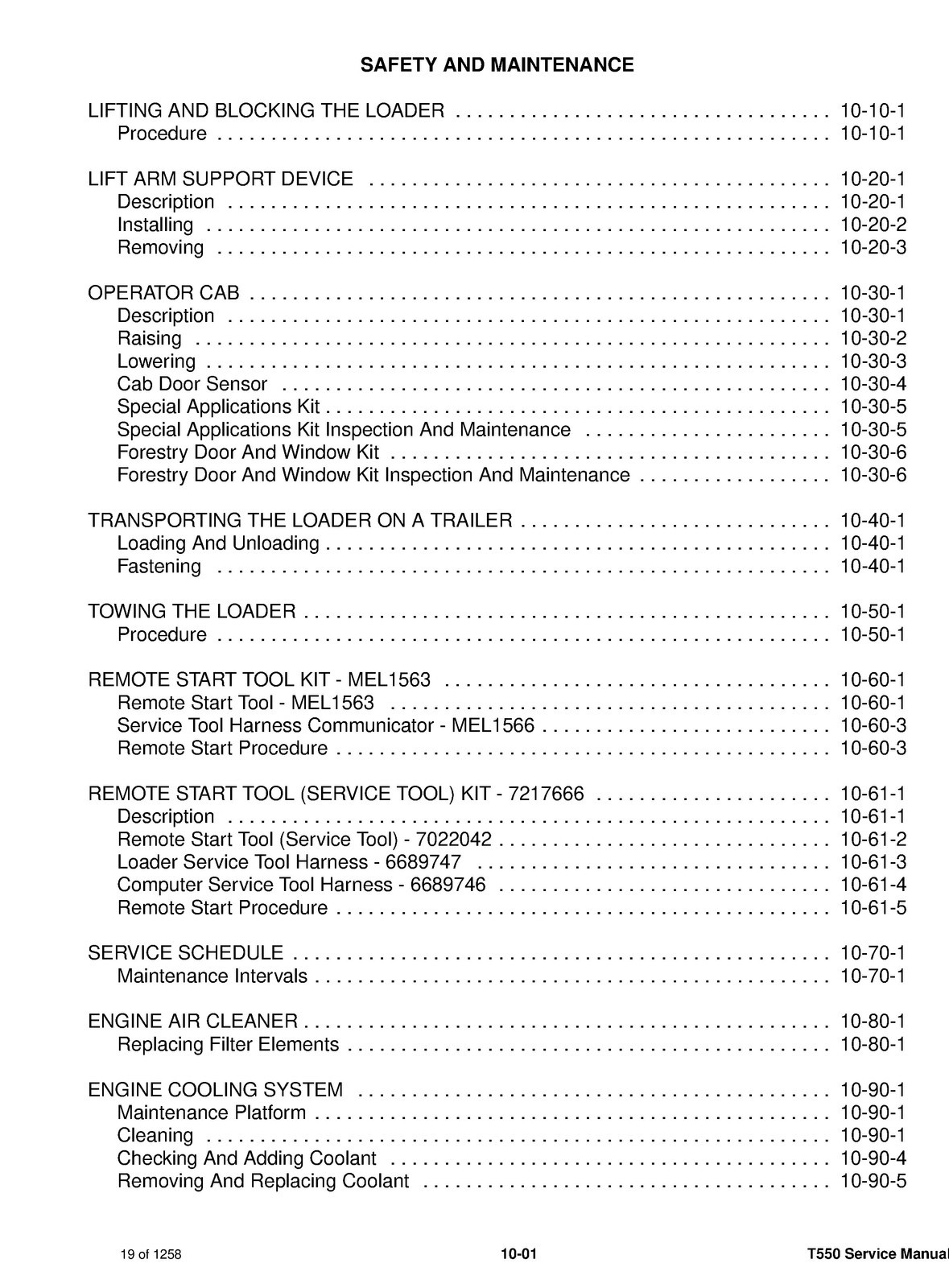 BOBCAT T550 Compact Track Loader 2019 Service Manual SN AJZV11001 Up, FOLDOUTS