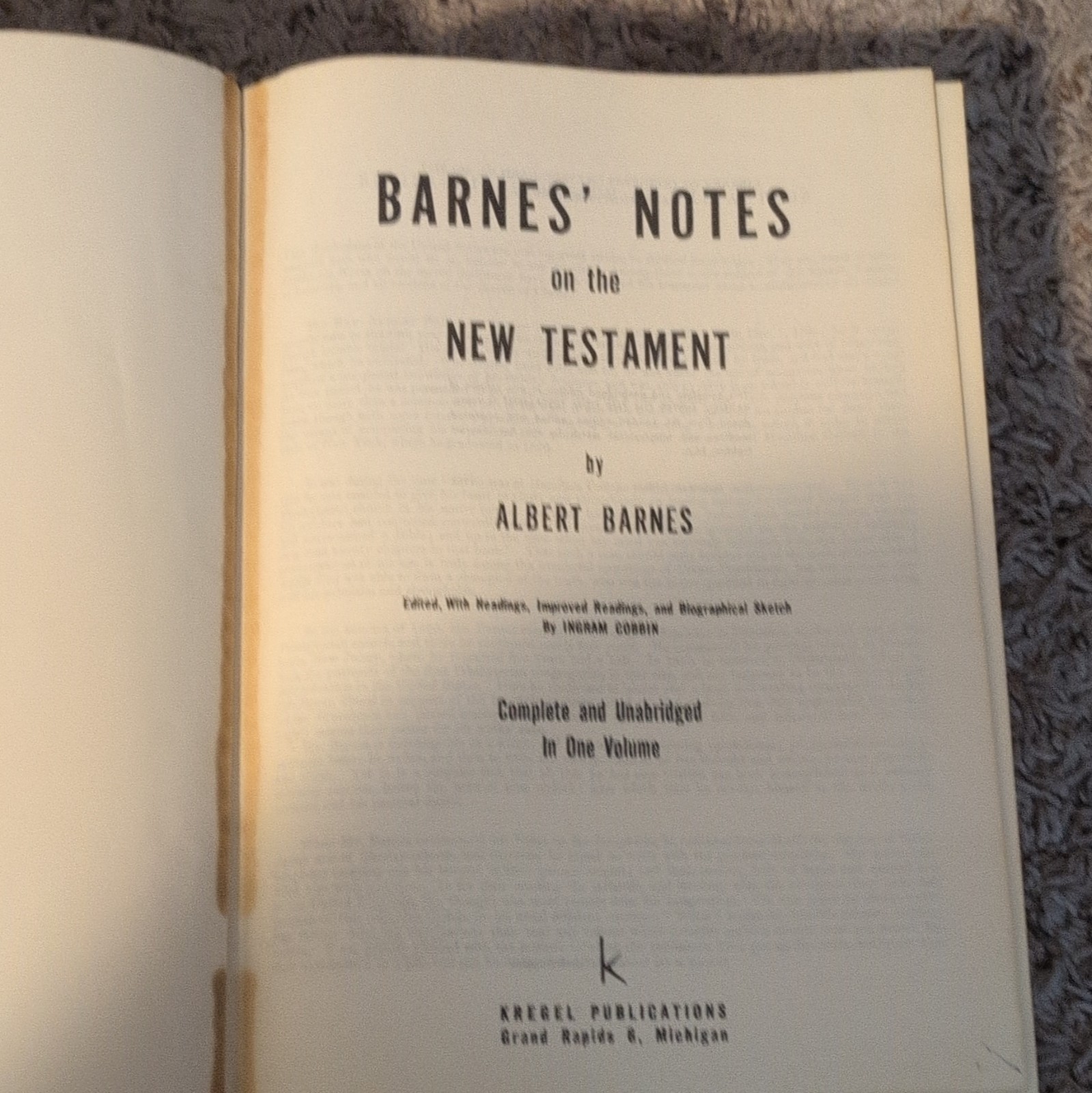 Barnes’ Notes on the New Testament HC Unabridged Inscribed 1963 Kregel