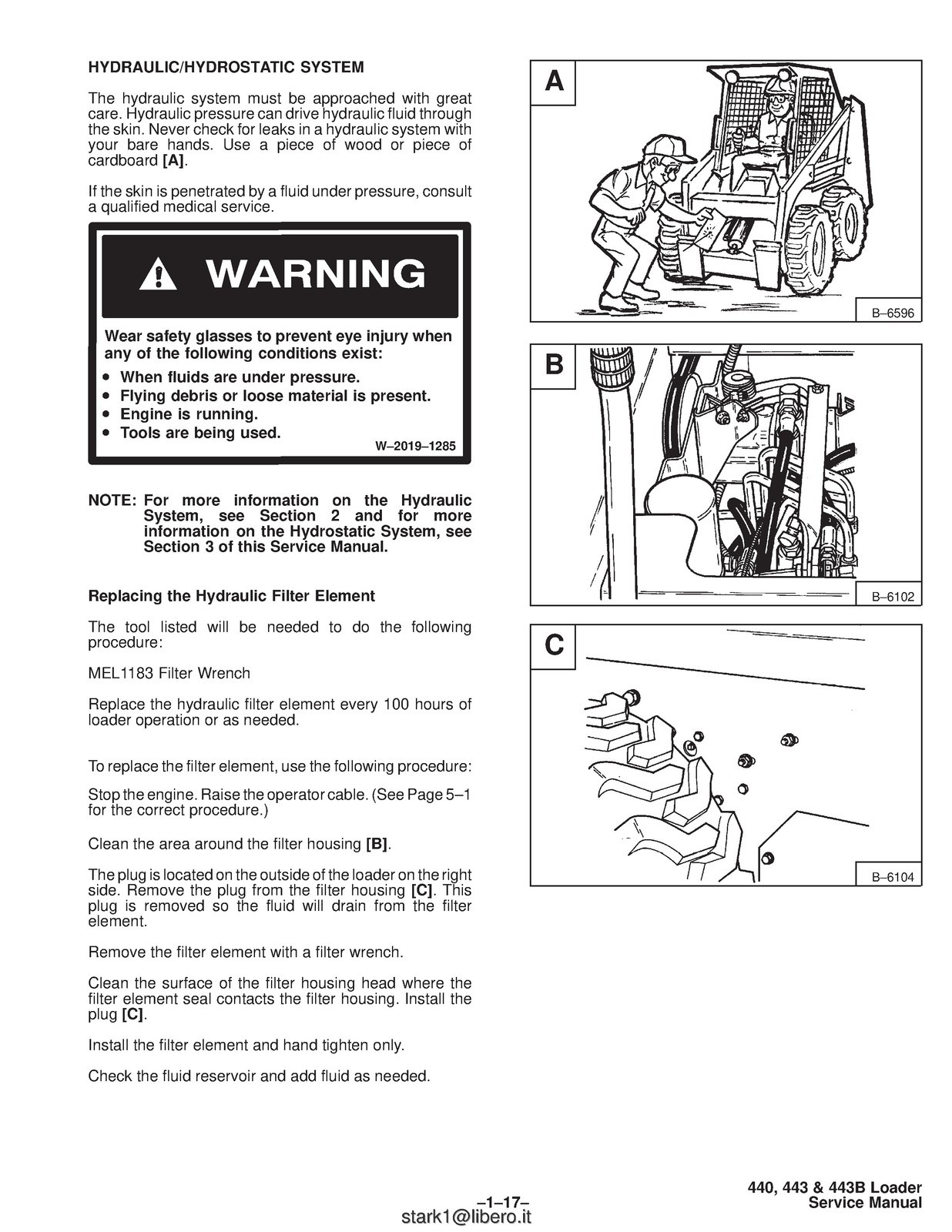 BOBCAT 440 443 443B Skid-Steer Loader Service Manual 1995, FOLDOUTS