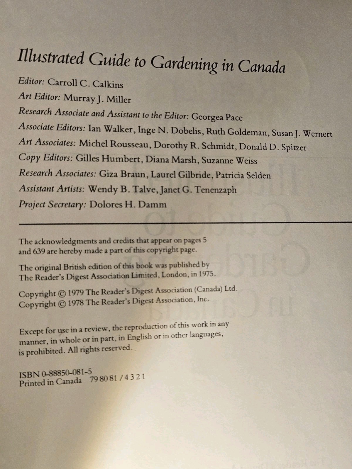 Reader’s Digest Illustrated Guide to Gardening in Canada 1979 640 Pages HC