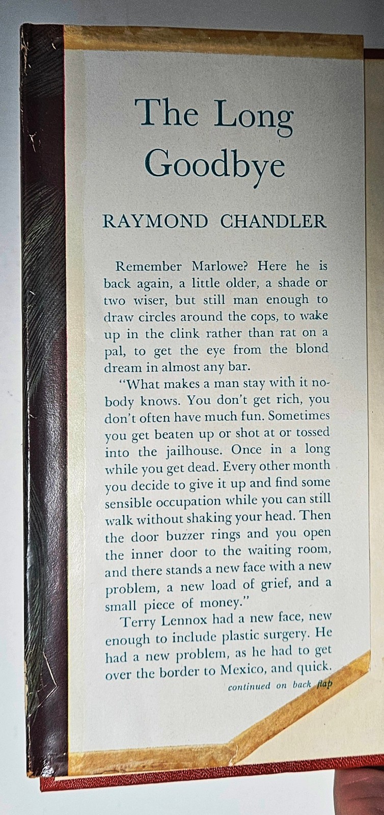 The Long Goodbye by Raymond Chandler, First Book Club Ed. Houghton Mifflin 1954