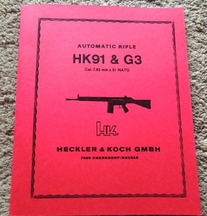 German H&K 91 & G3 7.62mm x 51 Nato or .308 Rifle Book 54 Pages NEW