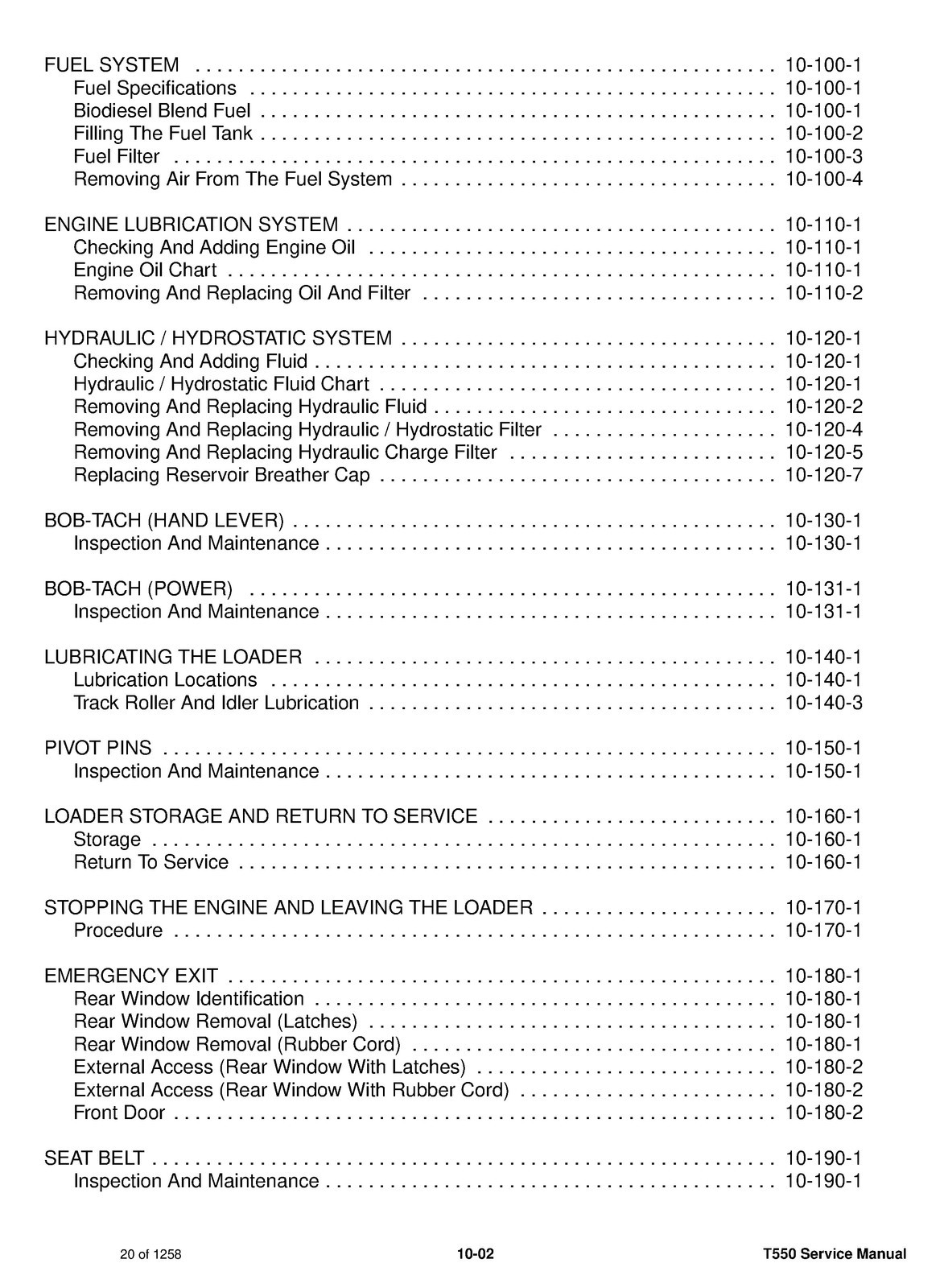BOBCAT T550 Compact Track Loader 2019 Service Manual SN AJZV11001 Up, FOLDOUTS