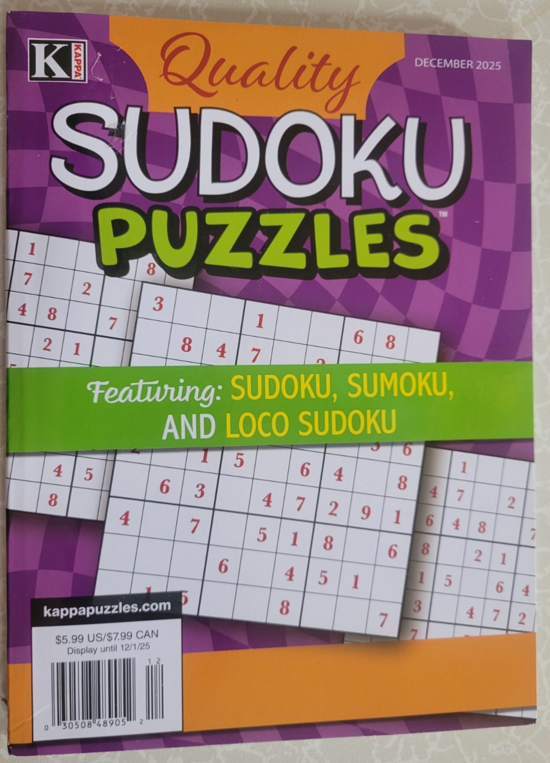 Quality & Large Print Sudoku-Current Dec Issues-Lot of 2 Books Kappa Penny Press